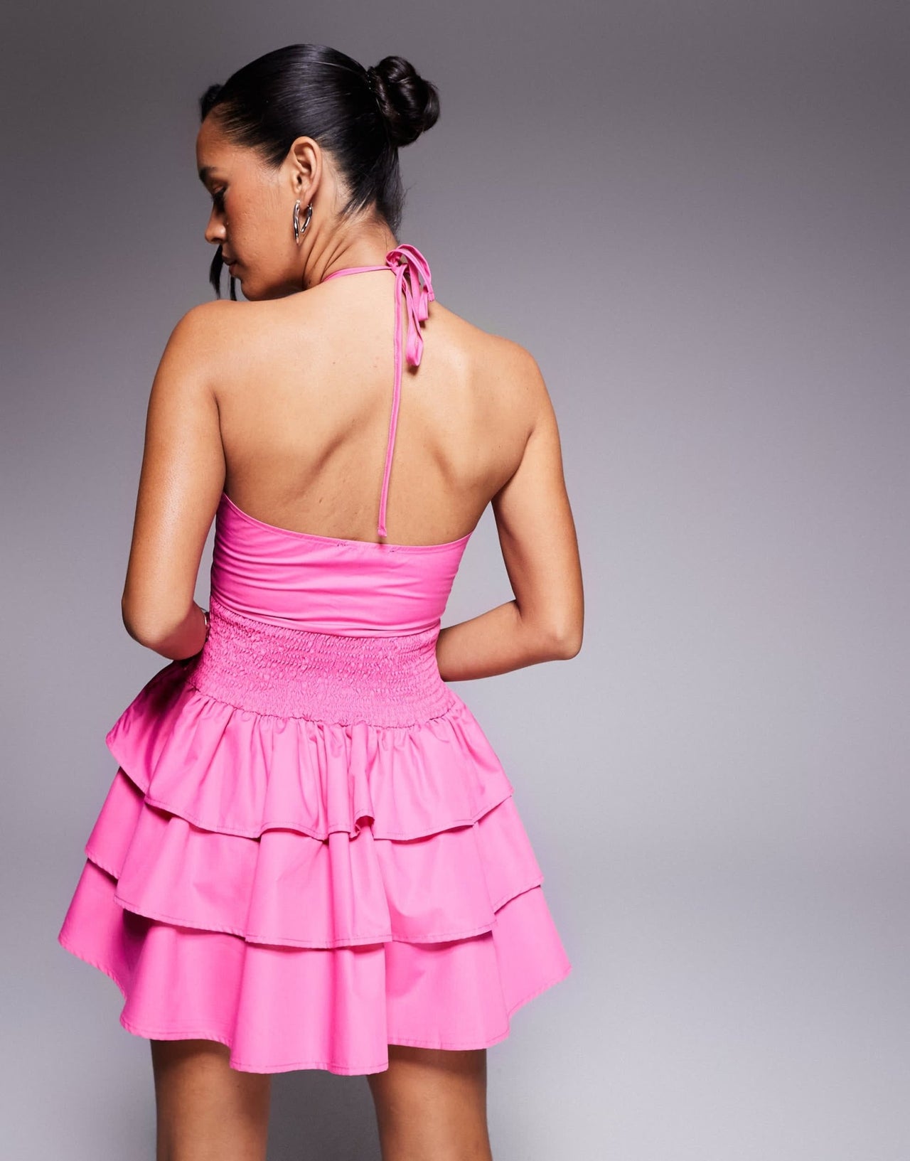 Missyempire ruffle trim halterneck cut out mini dress in pink - ASOS Sample Sale