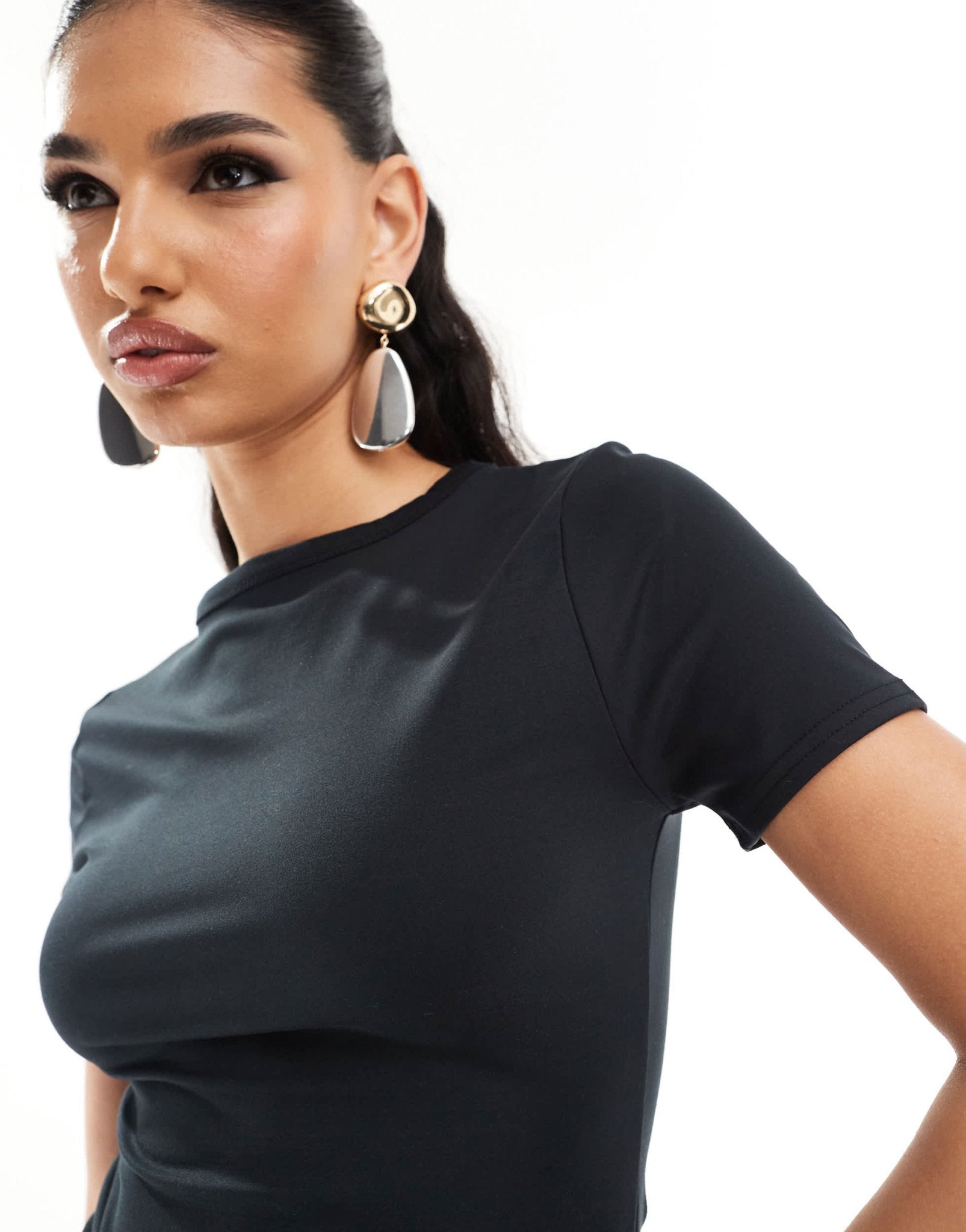Missyempire slinky fitted t-shirt in black - ASOS Sample Sale