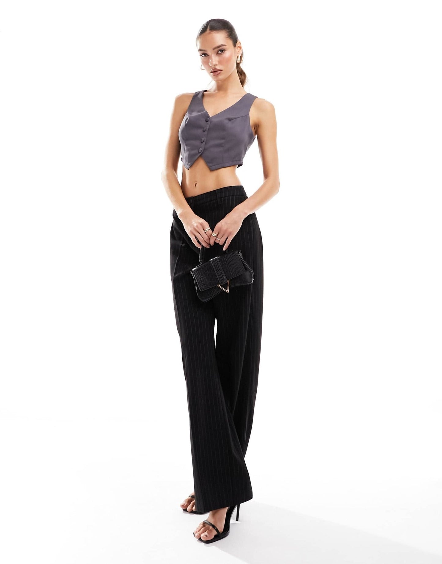 Missyempire tailored cropped waistcoat in charcoal - ASOS Sample Sale