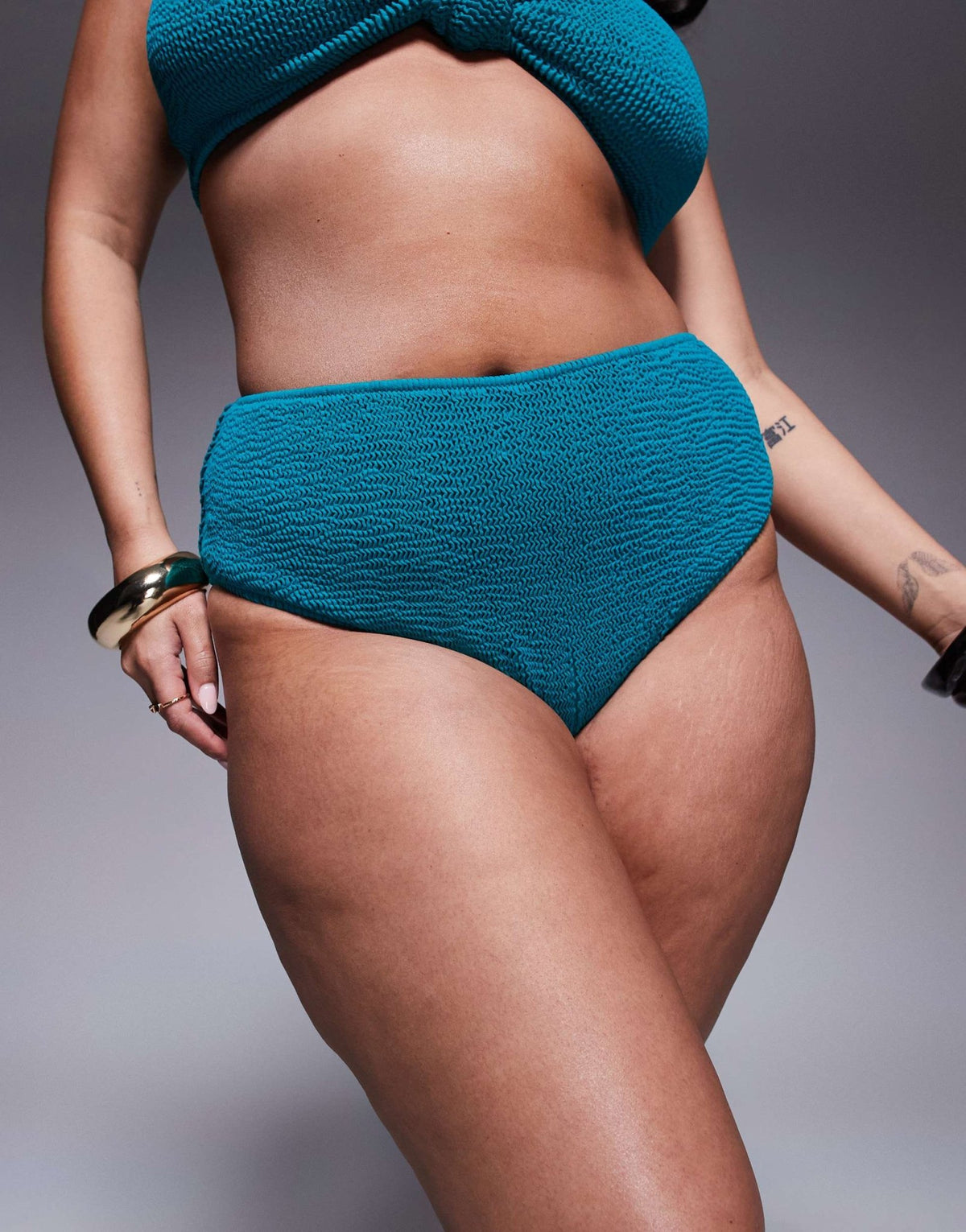 Moda Minx Curve scrunch brazilian bikini bottom in teal - ASOS Sample Sale