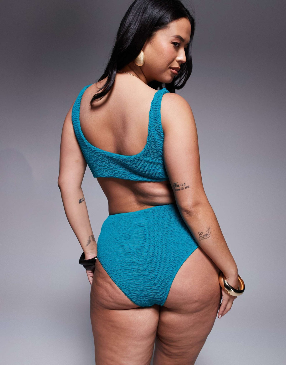Moda Minx Curve scrunch brazilian bikini bottom in teal - ASOS Sample Sale