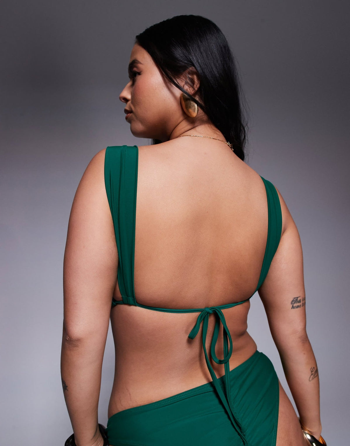 Moda Minx Curve triangle bikini top with gold hardware detail in green - ASOS Sample Sale