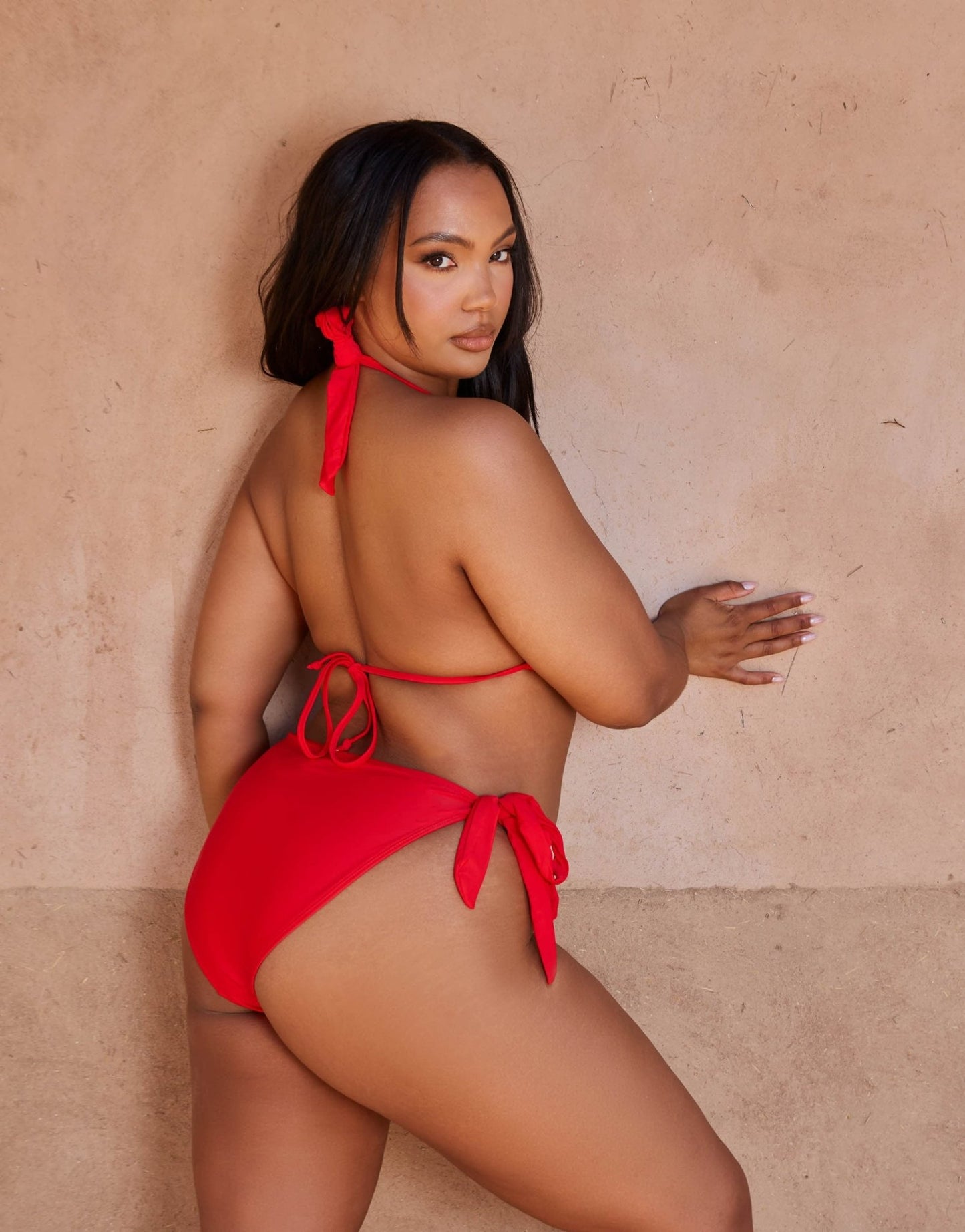 Moda Minx Curve X Bernadette Afia Amour tie side bikini bottom in red - ASOS Sample Sale