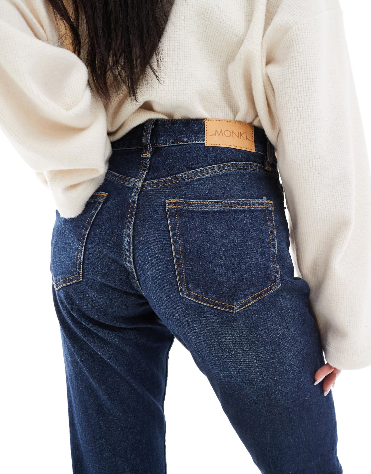 Monki Ako mid waist slim fit jeans in ocean blue - ASOS Sample Sale