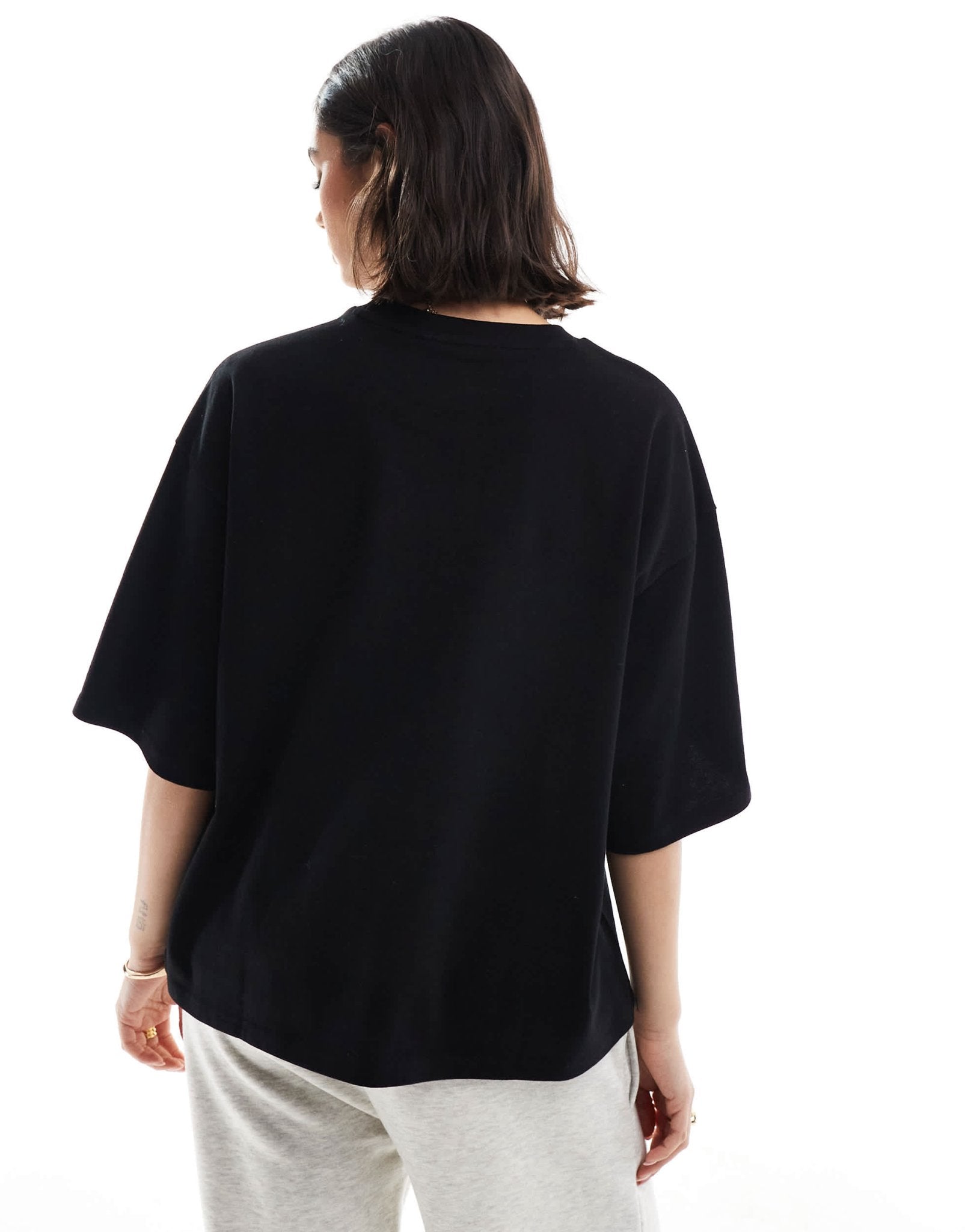 Monki boxy heavy t-shirt in black - ASOS Sample Sale