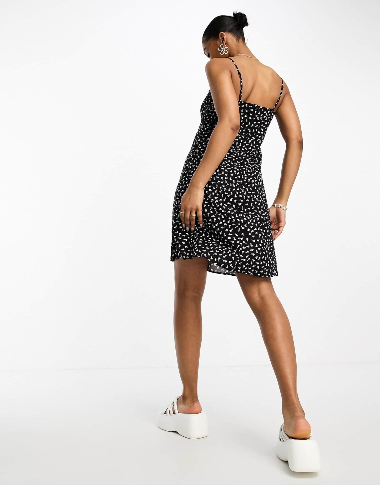 Monki cami mini dress in black ditsy print - ASOS Sample Sale