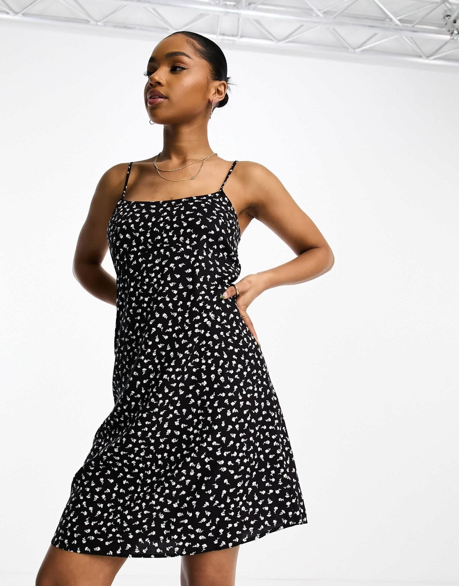 Monki cami mini dress in black ditsy print - ASOS Sample Sale