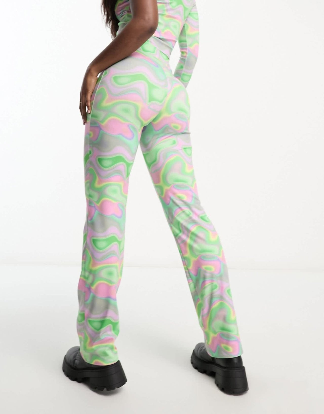 Monki co - ord flare trousers in swirl prink - ASOS Sample Sale