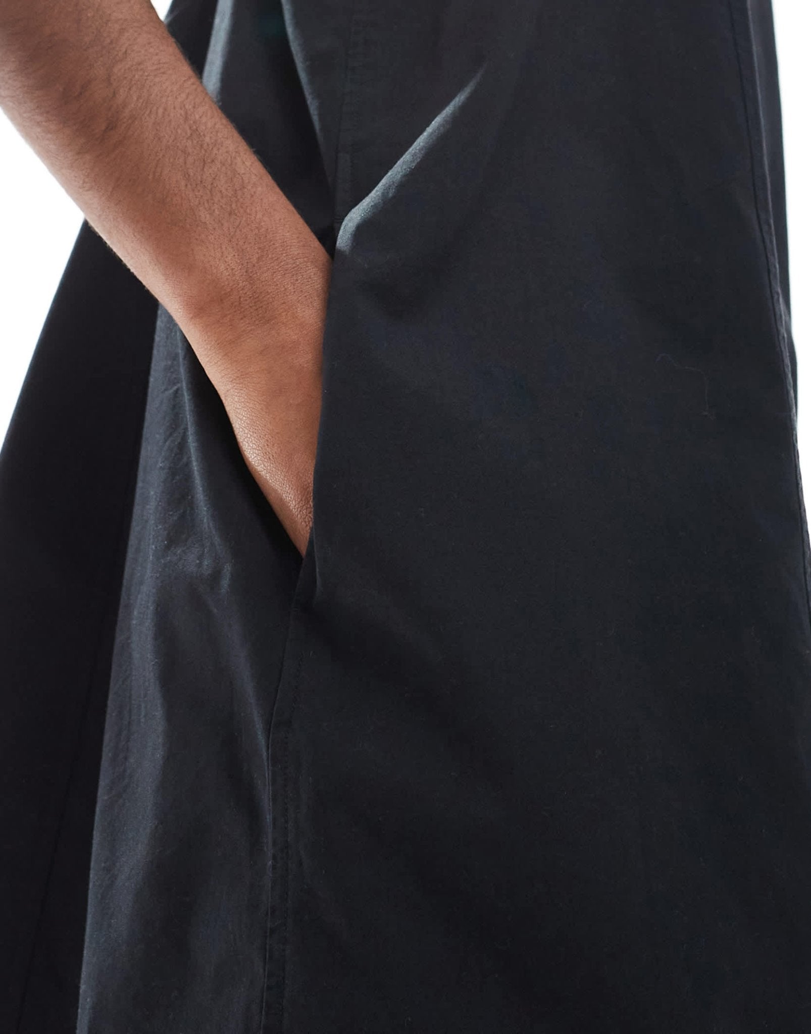 Monki cotton poplin mini dress with tie straps in black - ASOS Sample Sale