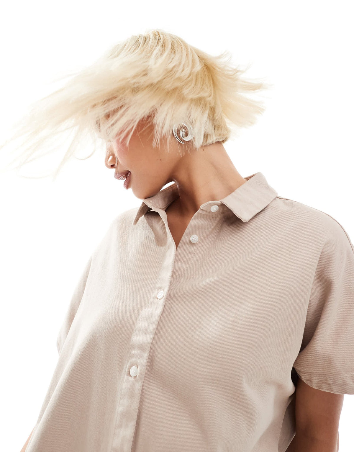 Monki denim midi shirt dress in beige - ASOS Sample Sale