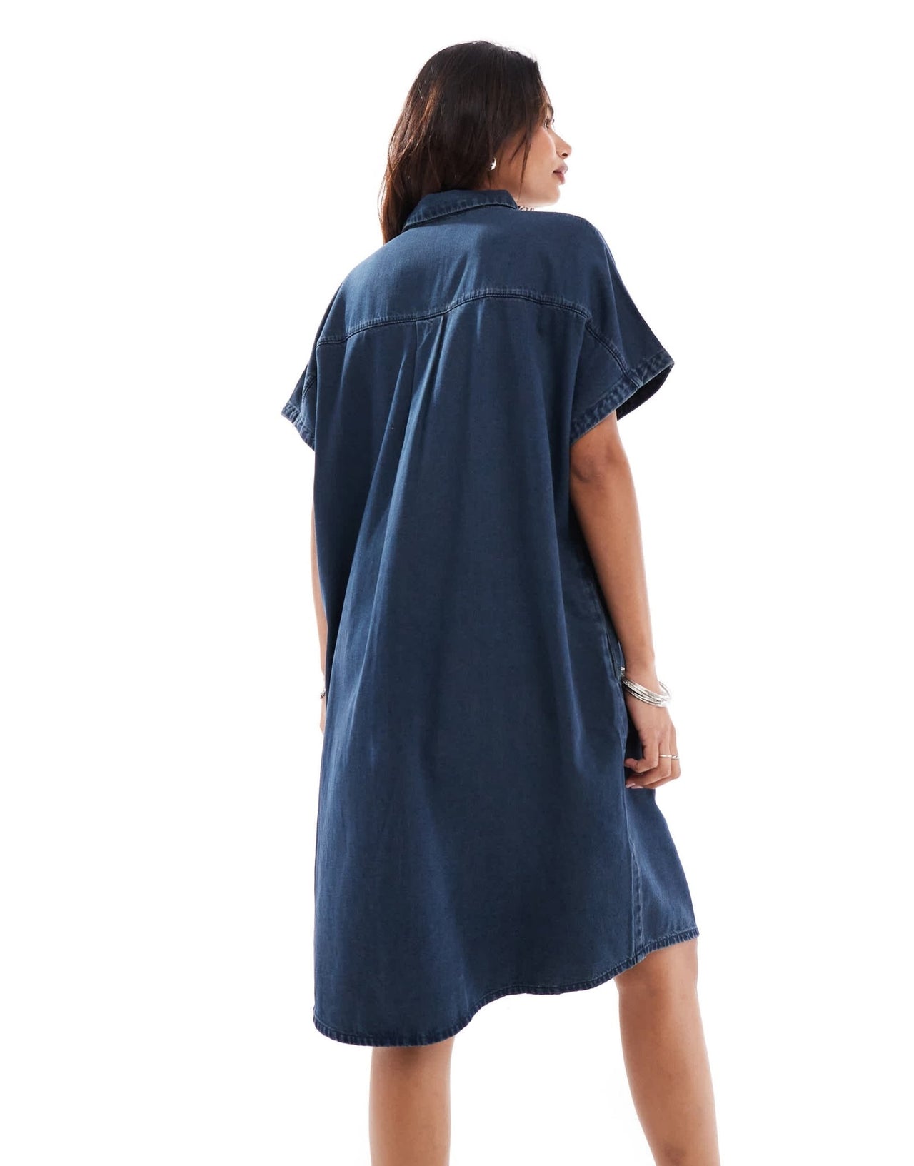 Monki denim mini shirt dress in midwash blue - ASOS Sample Sale