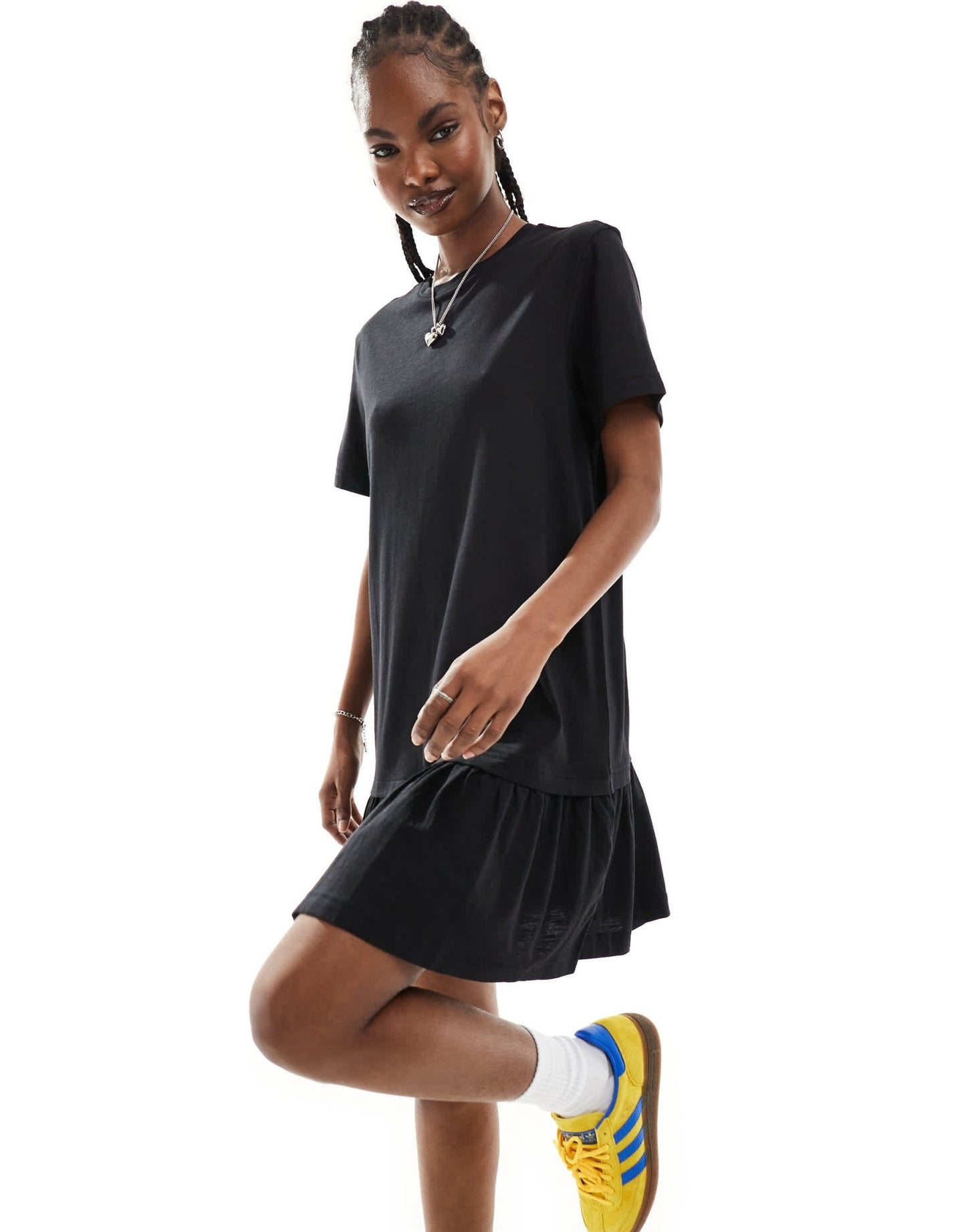 Monki jersey mini dress with drop waist in black - ASOS Sample Sale