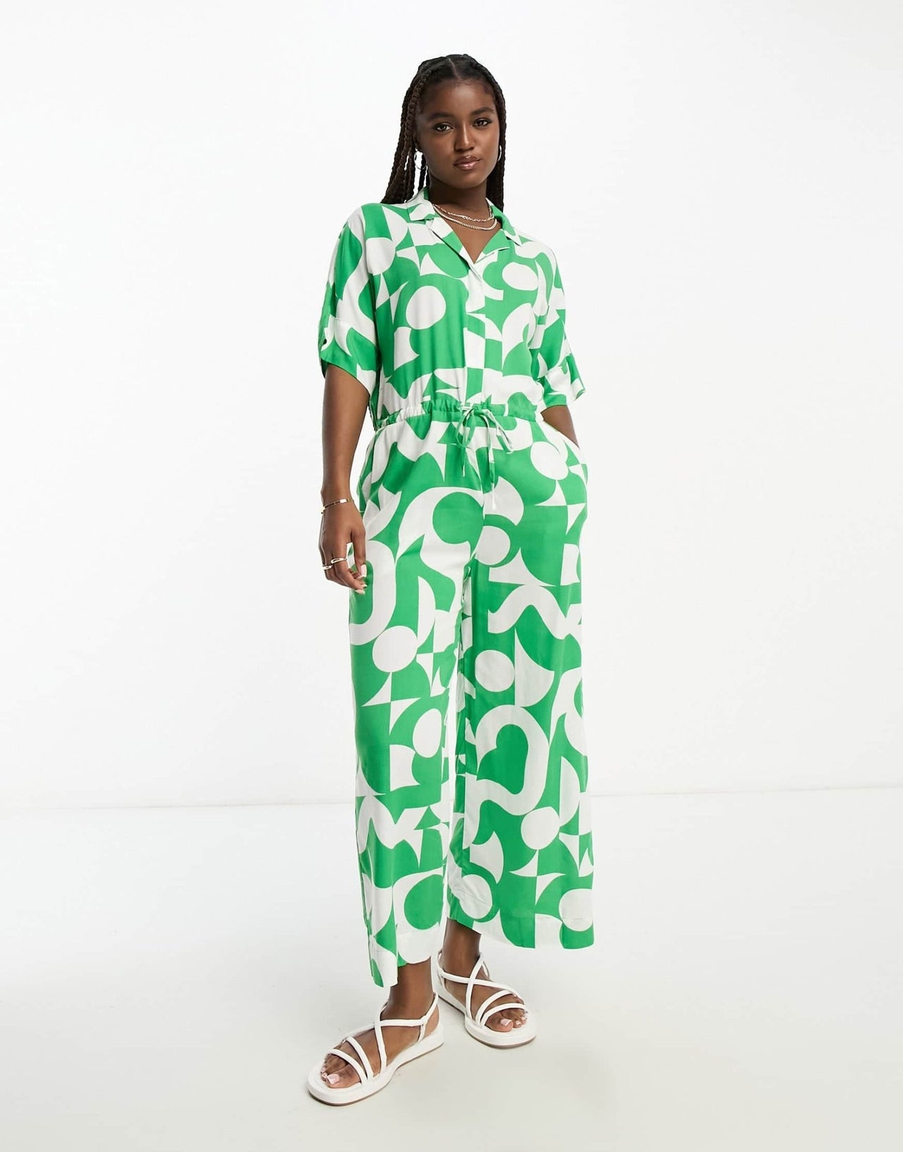 Monki jumpsuit in green graphic print - ASOS Sample Sale