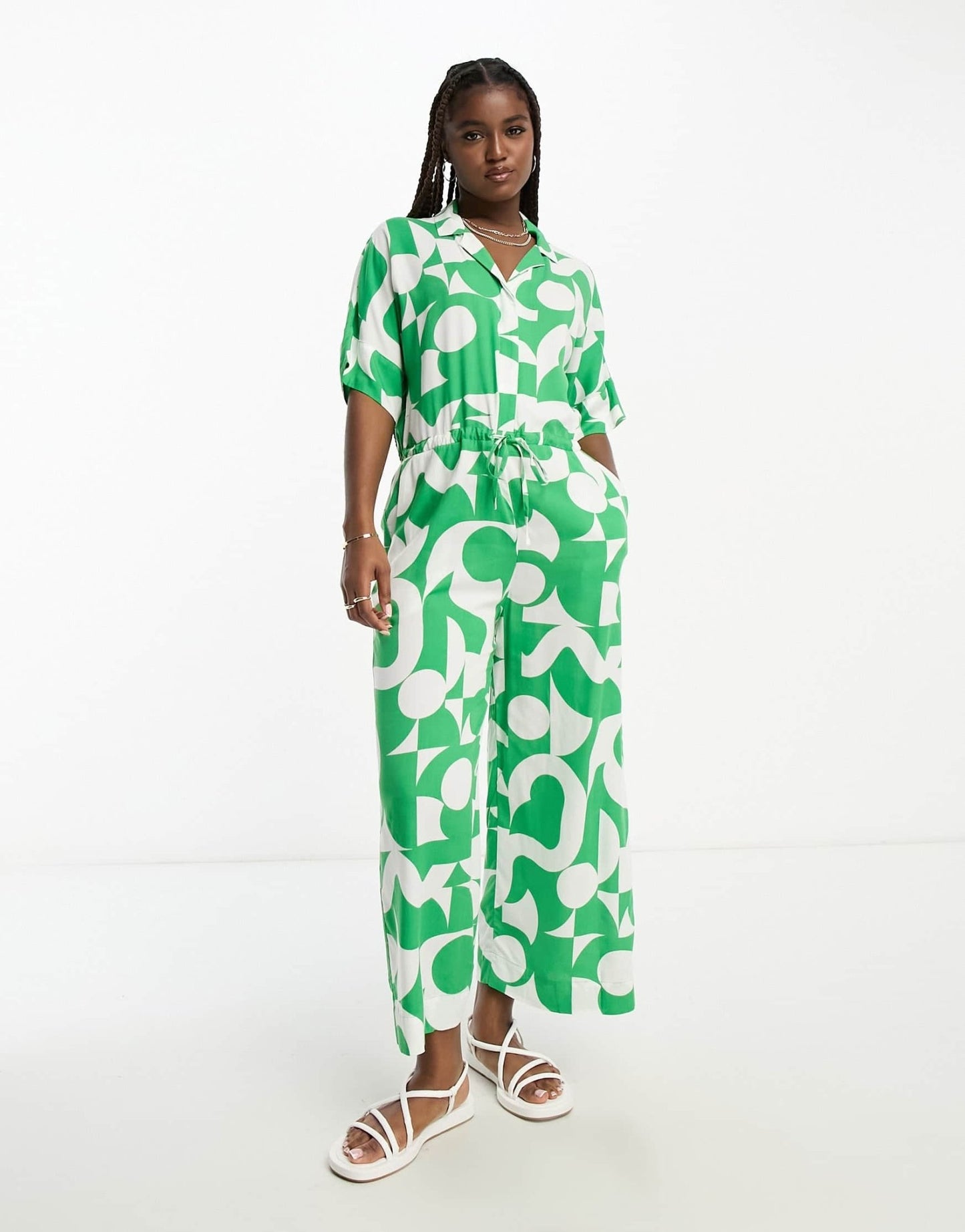 Monki jumpsuit in green graphic print - ASOS Sample Sale