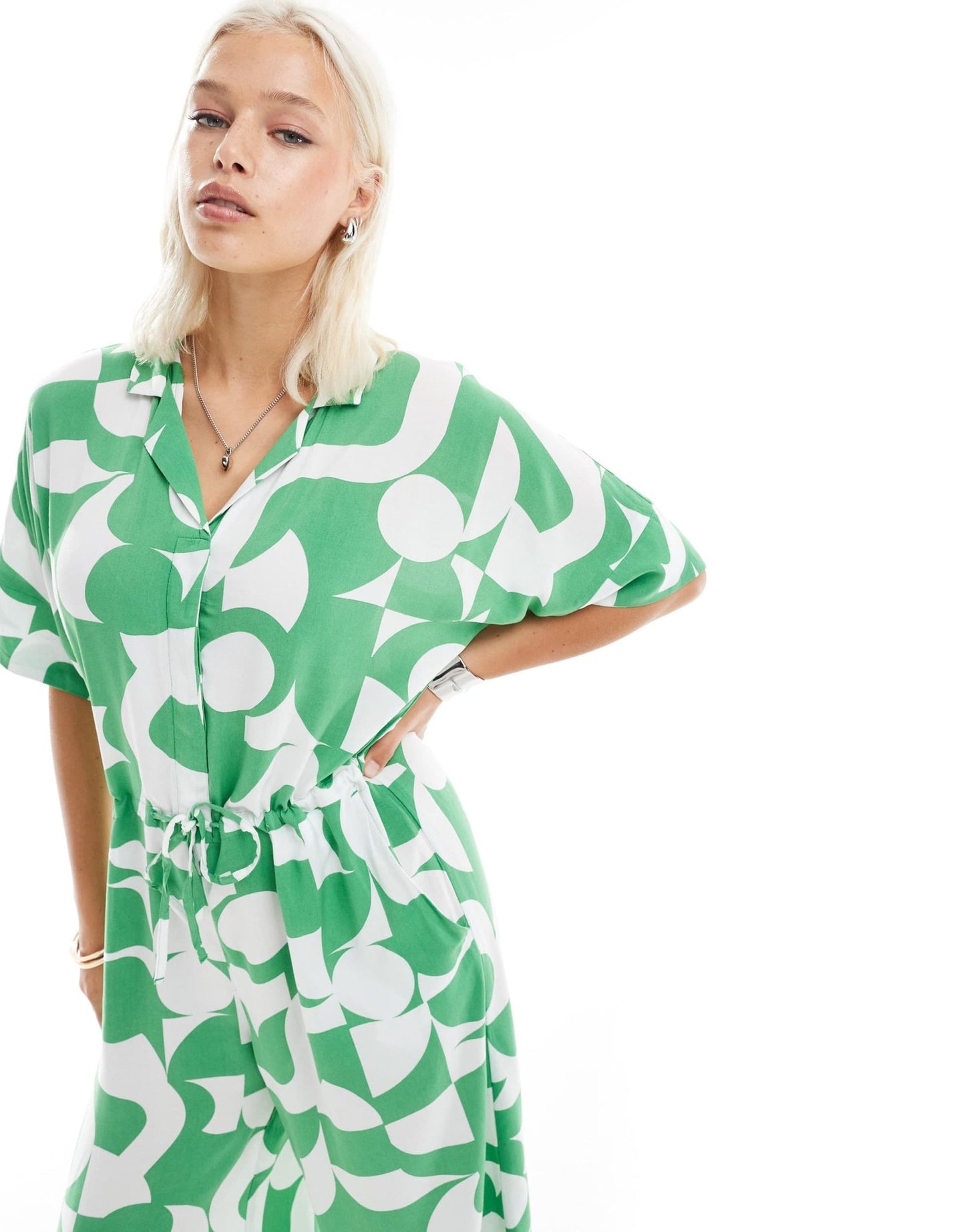 Monki jumpsuit in green graphic print - ASOS Sample Sale