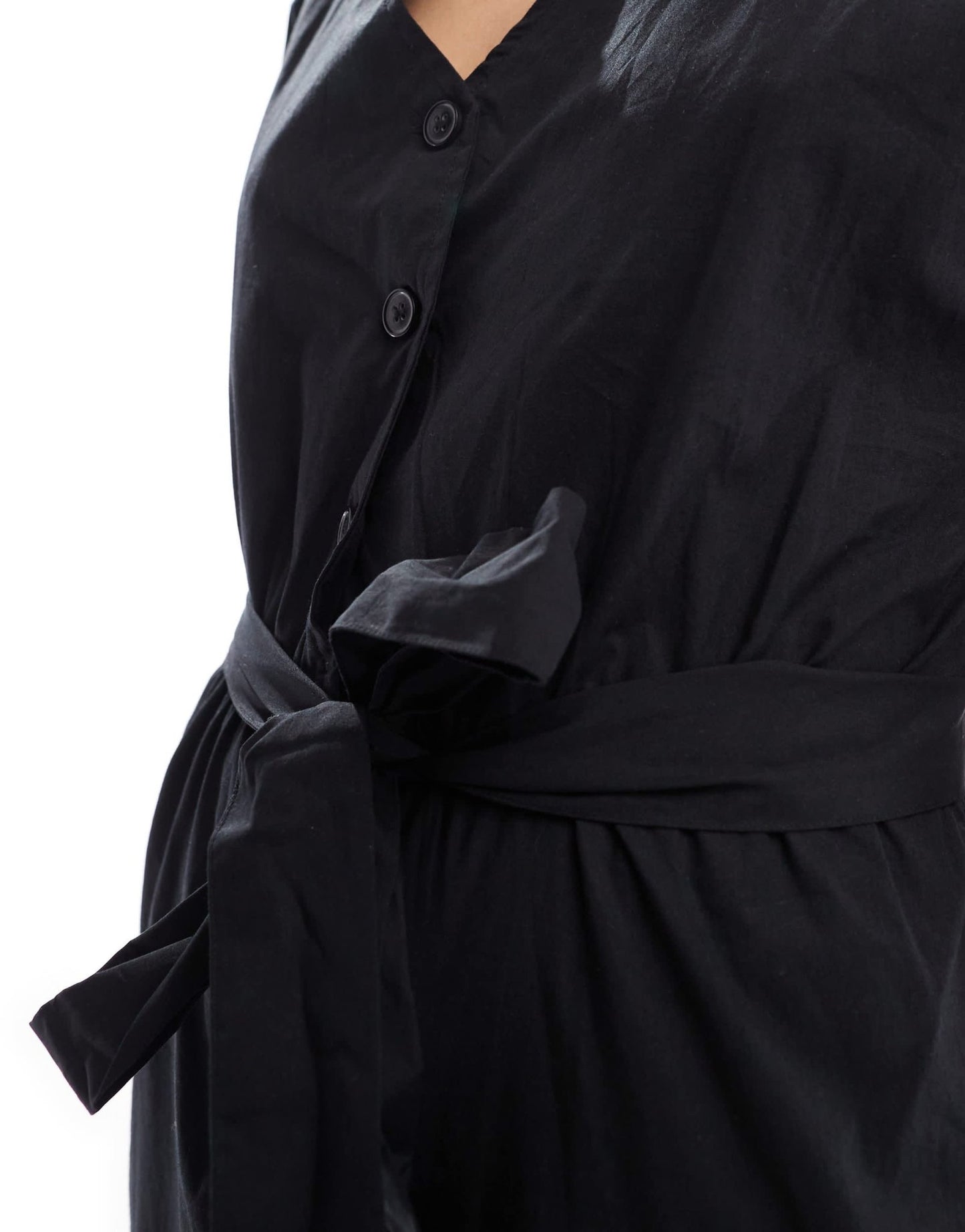 Monki jumpsuit with tie waist in black - ASOS Sample Sale