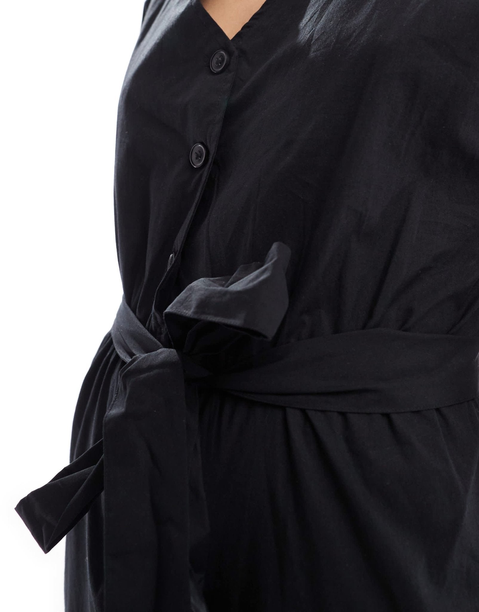 Monki jumpsuit with tie waist in black - ASOS Sample Sale