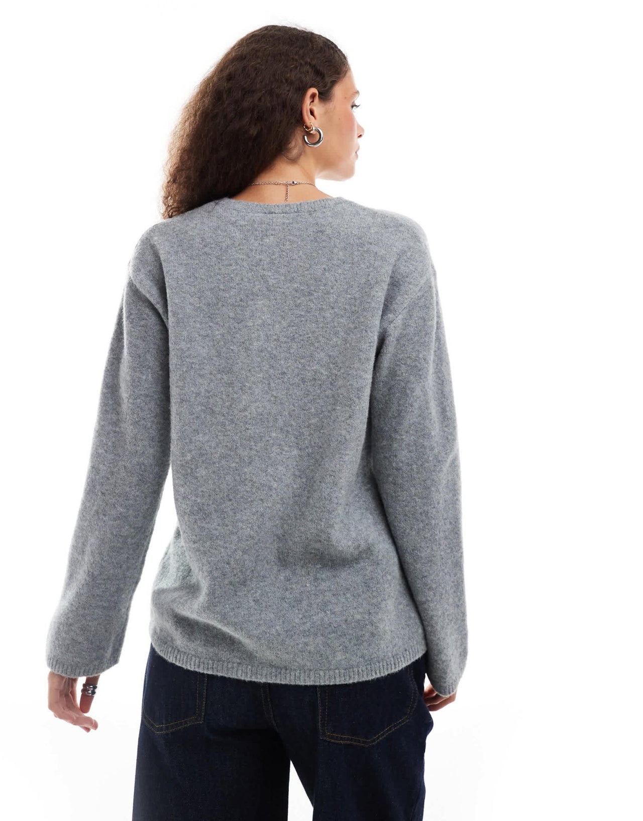 Monki knit bow tie up cardigan in grey melange - ASOS Sample Sale