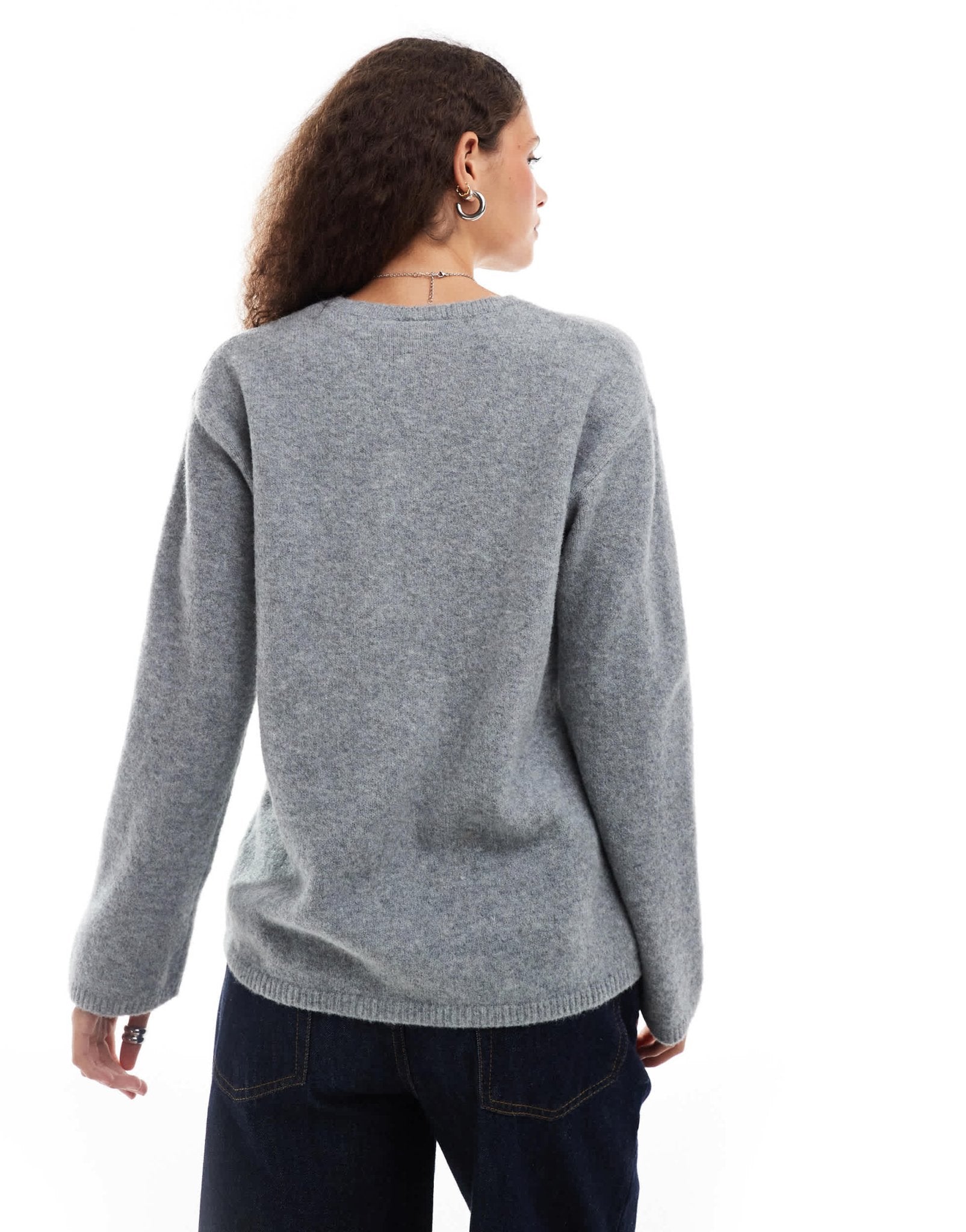 Monki knit bow tie up cardigan in grey melange - ASOS Sample Sale