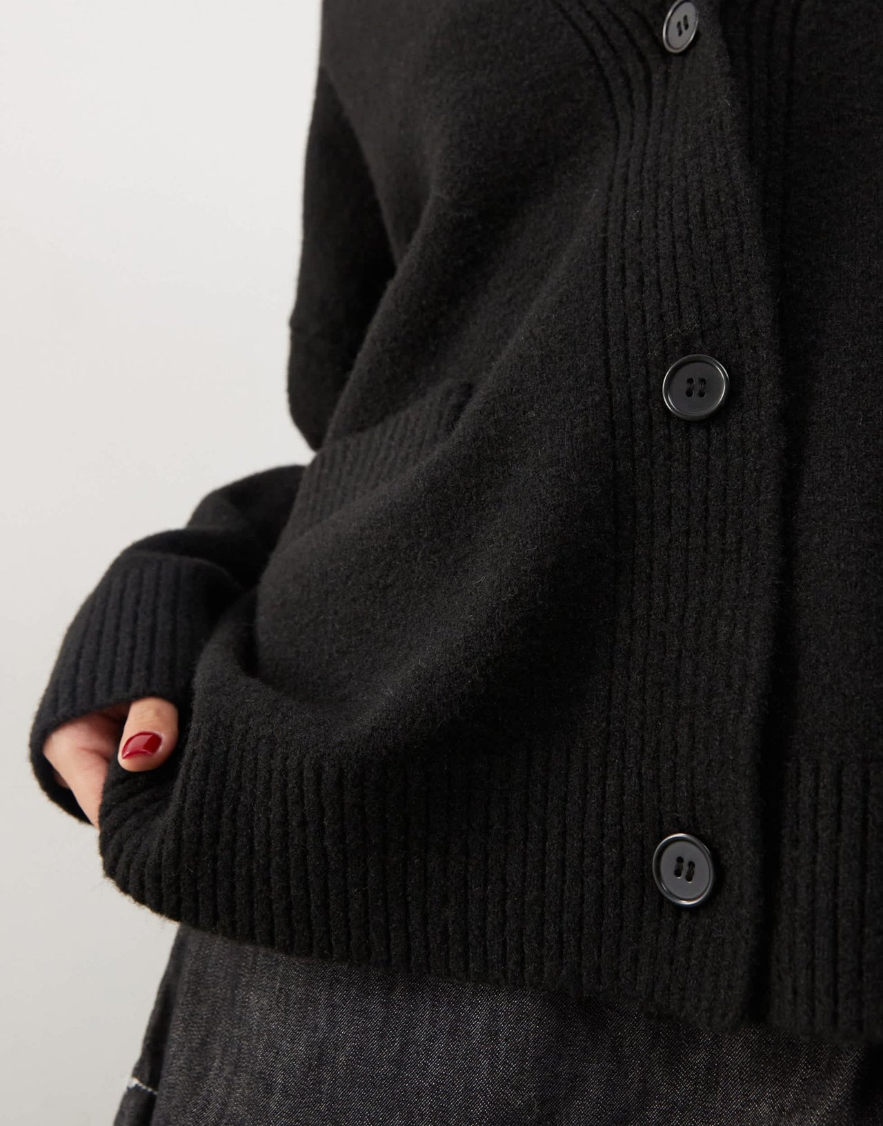 Monki knit button front oversized cardigan in black - ASOS Sample Sale