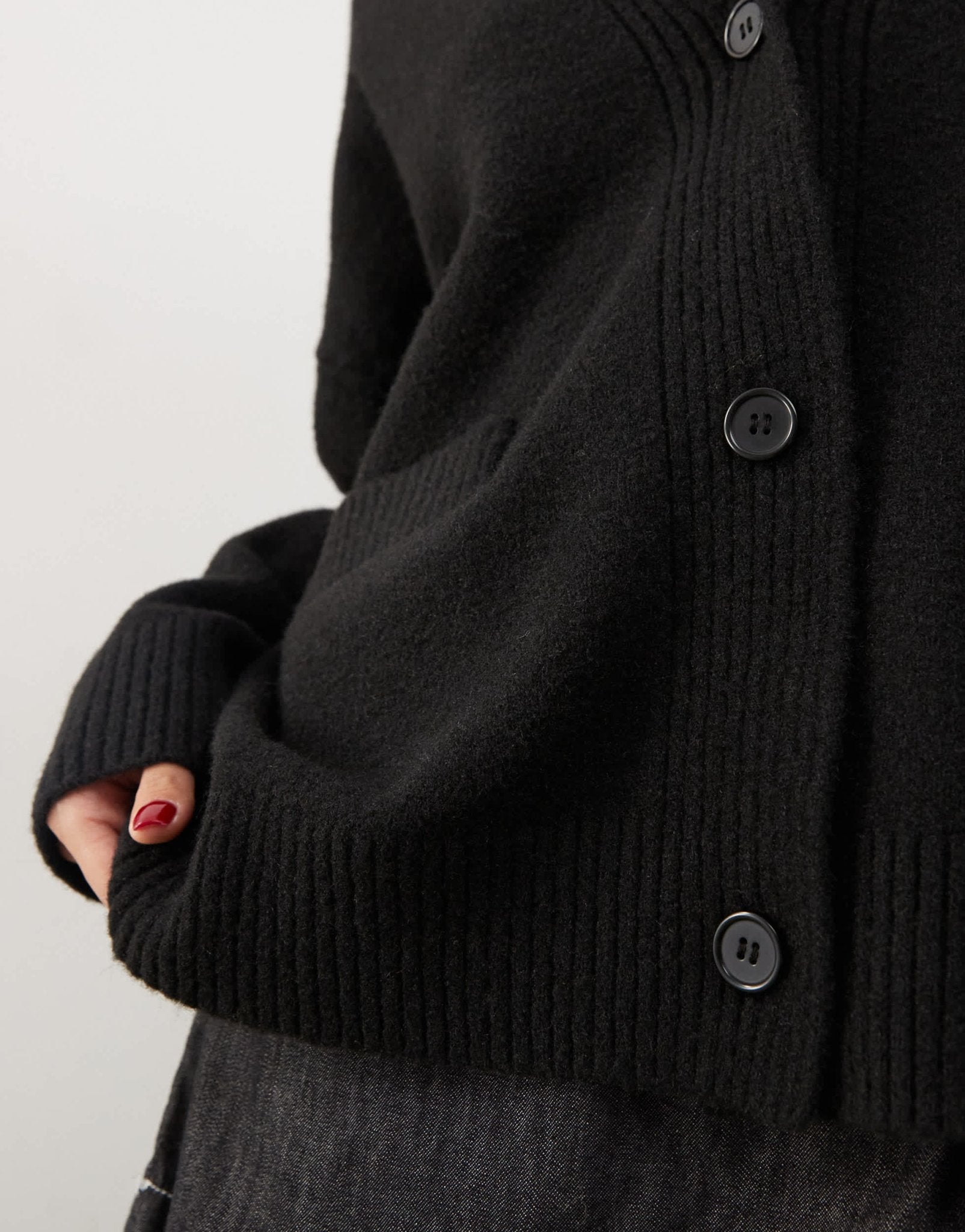 Monki knit button front oversized cardigan in black - ASOS Sample Sale