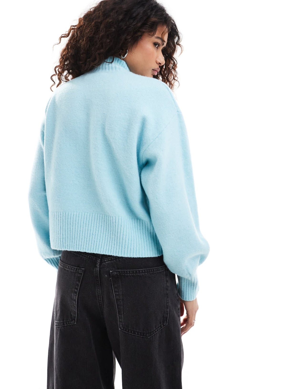 Monki knitted turtleneck sweater in blue - ASOS Sample Sale