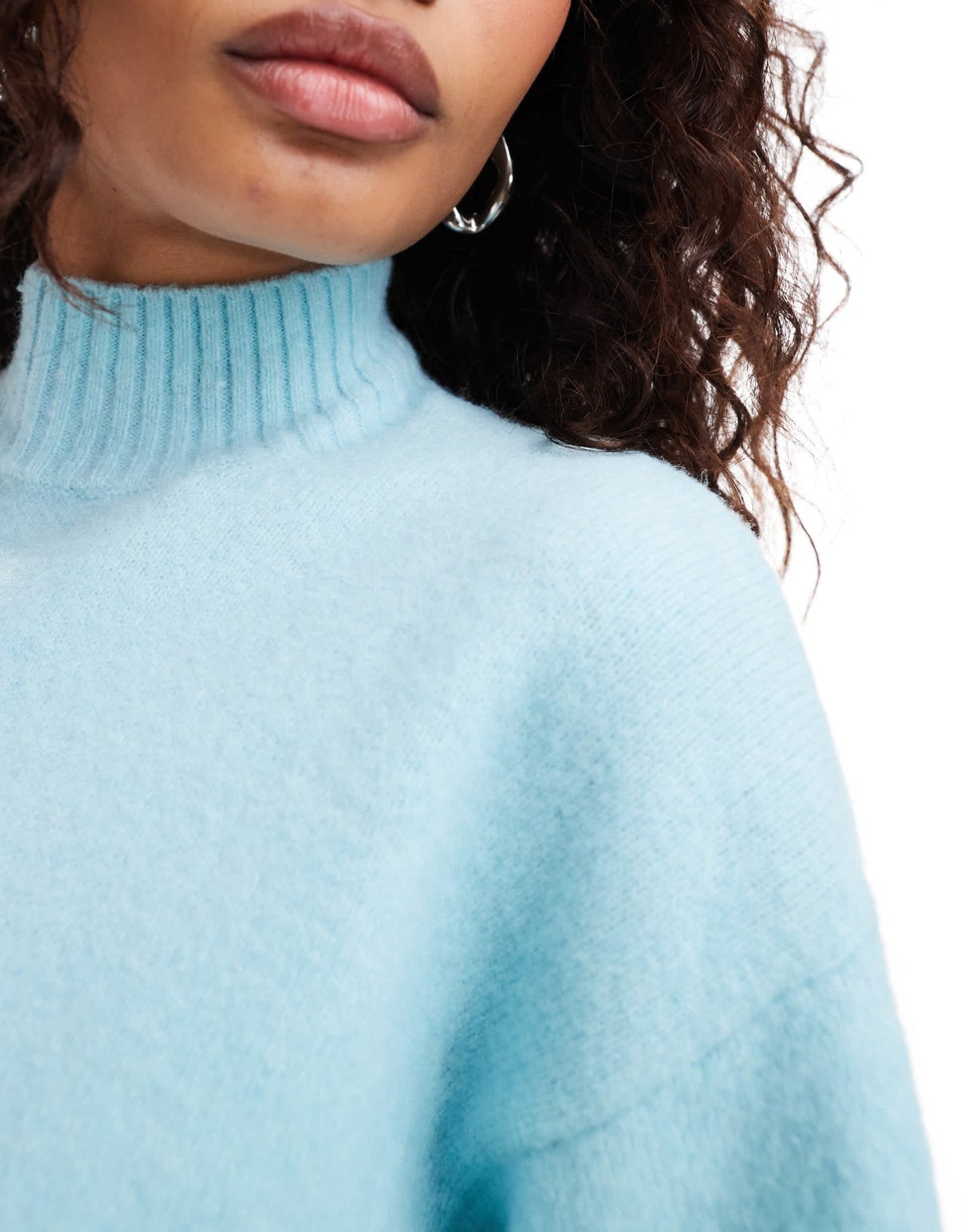 Monki knitted turtleneck sweater in blue - ASOS Sample Sale