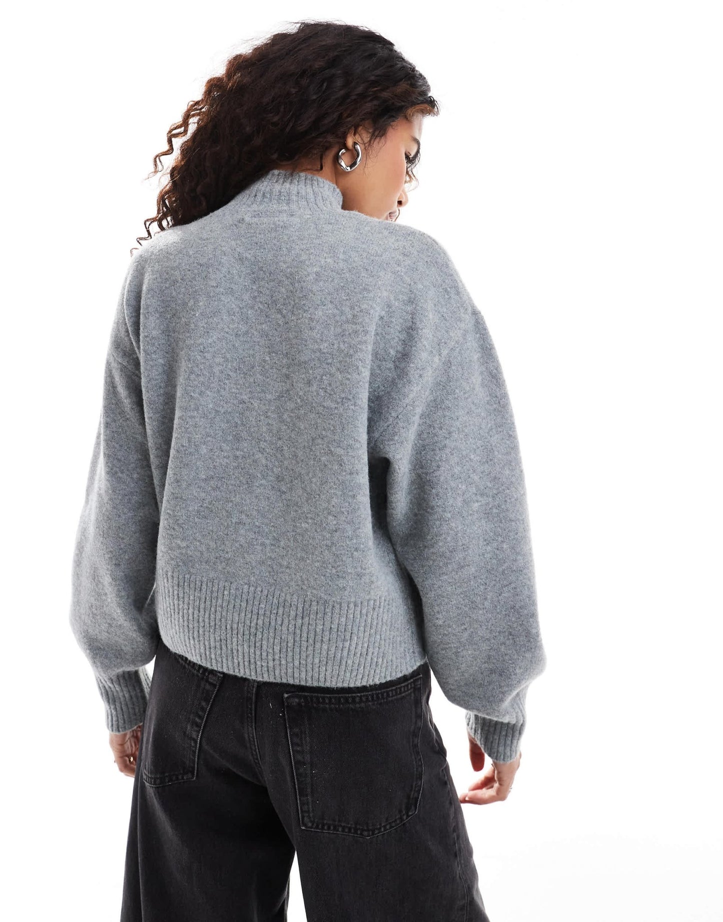 Monki knitted turtleneck sweater in grey melange - ASOS Sample Sale