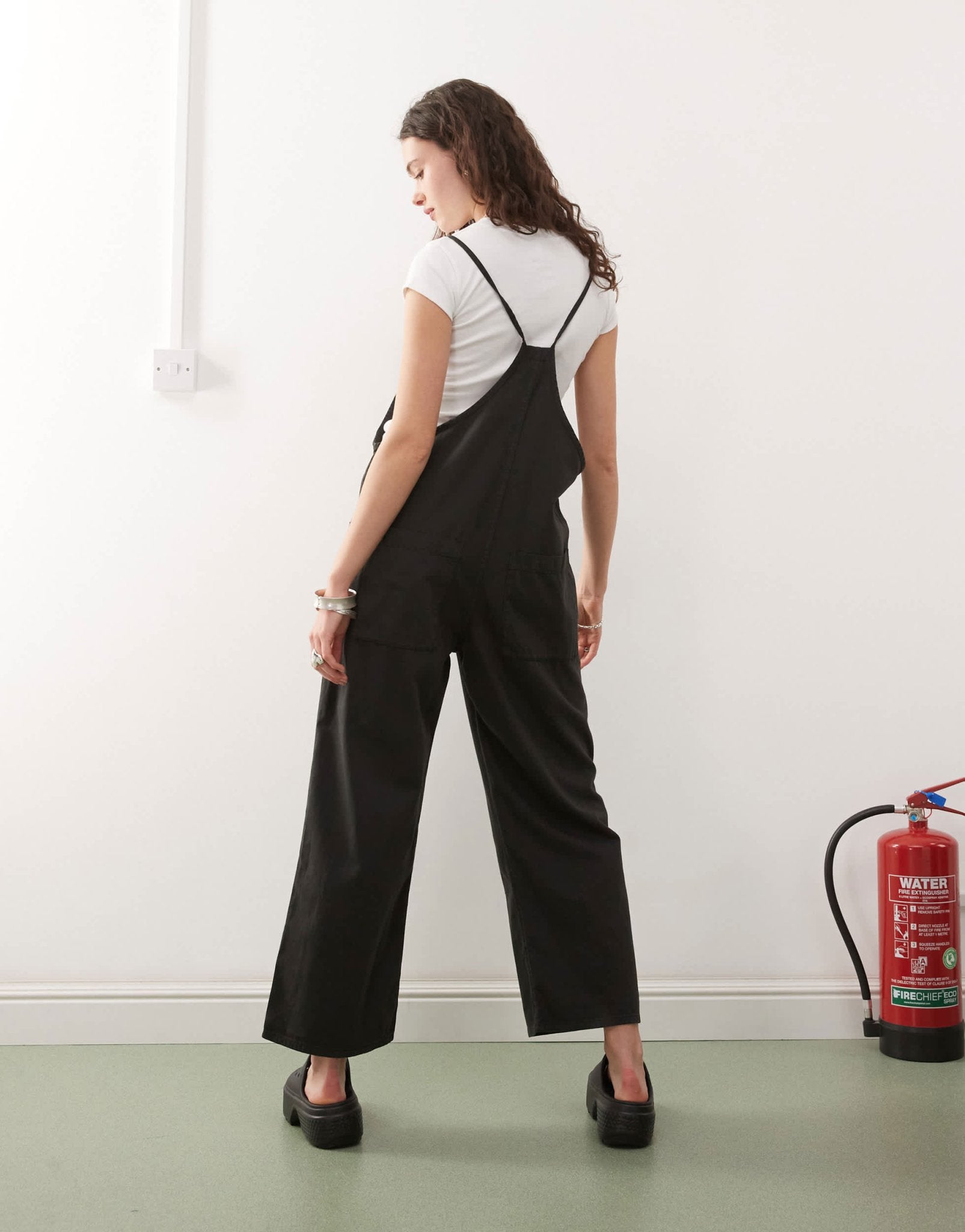 Monki lightweight denim dungarees in black - ASOS Sample Sale