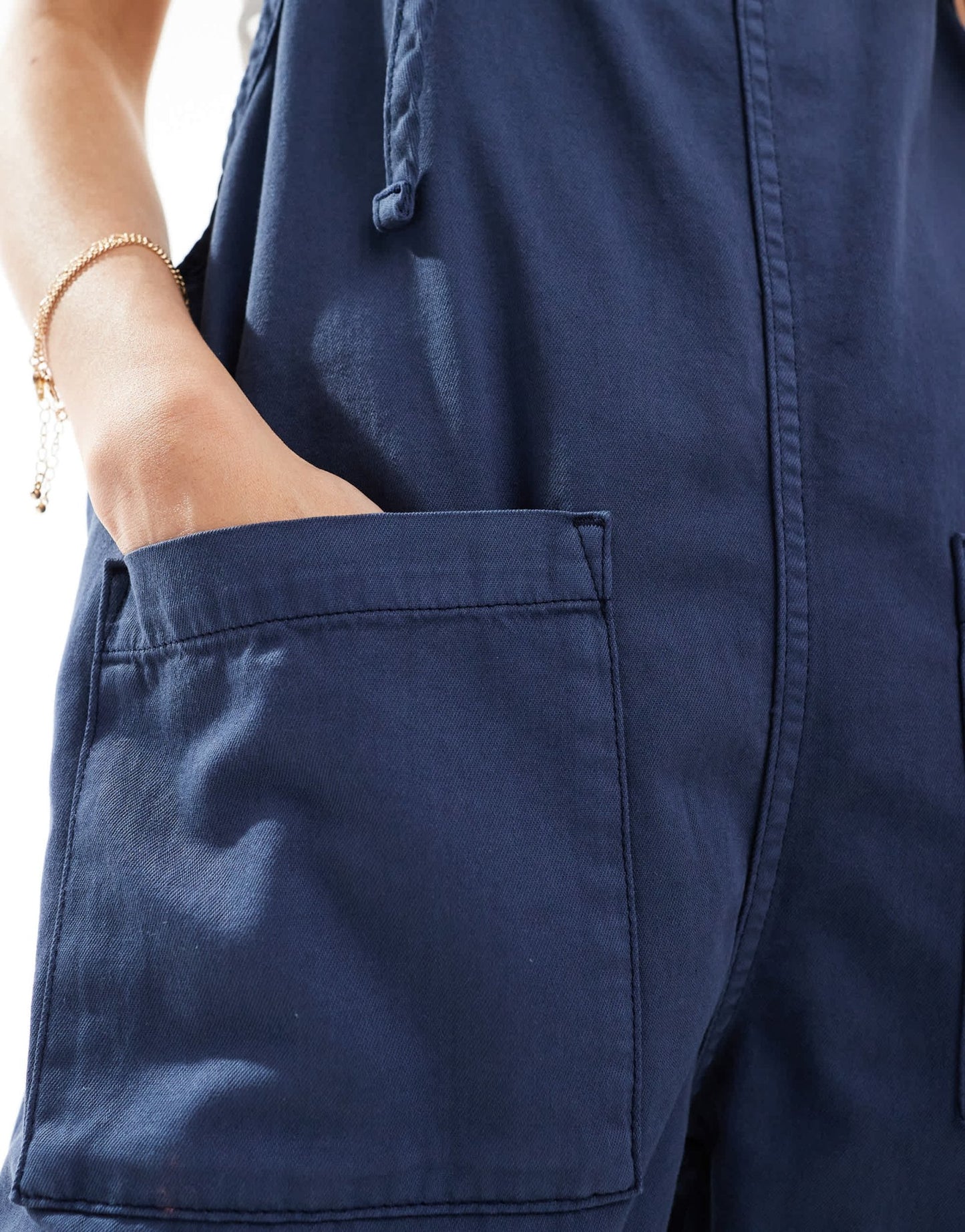 Monki lightweight denim dungarees in blue - ASOS Sample Sale