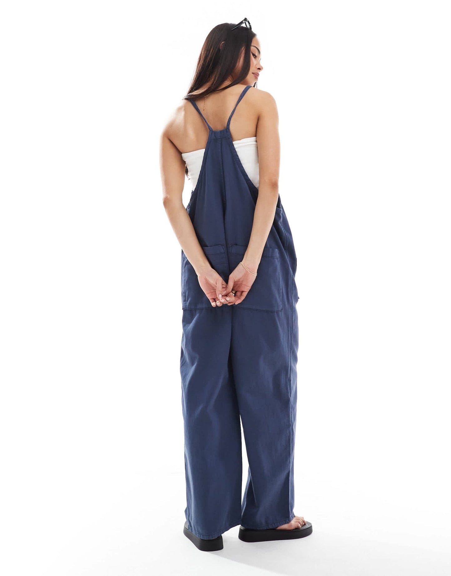 Monki lightweight denim dungarees in blue - ASOS Sample Sale