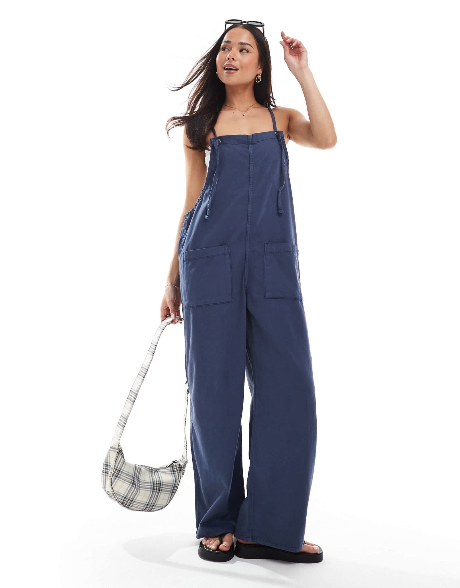 Monki lightweight denim dungarees in blue - ASOS Sample Sale