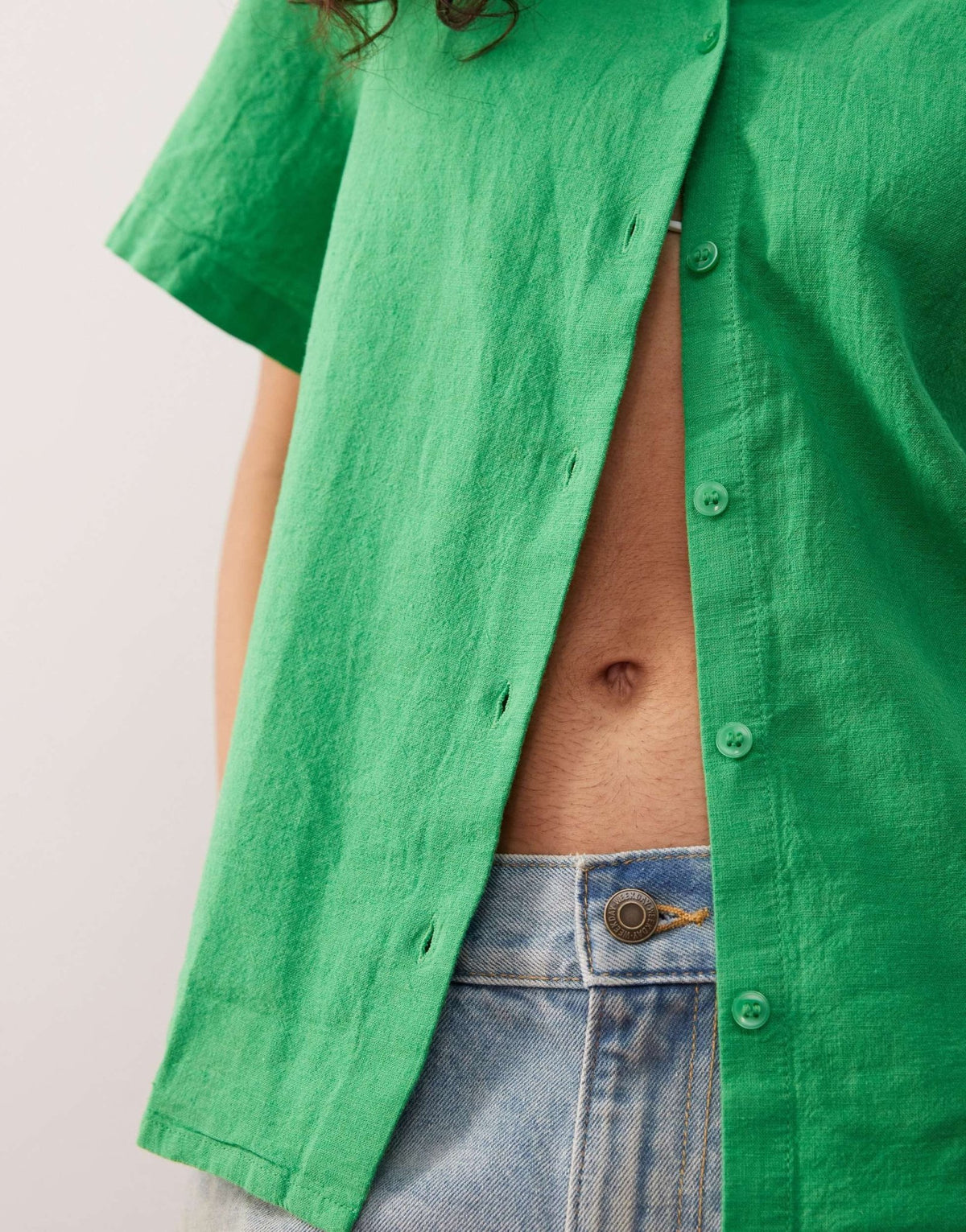 Monki linen boxy shirt in green - ASOS Sample Sale