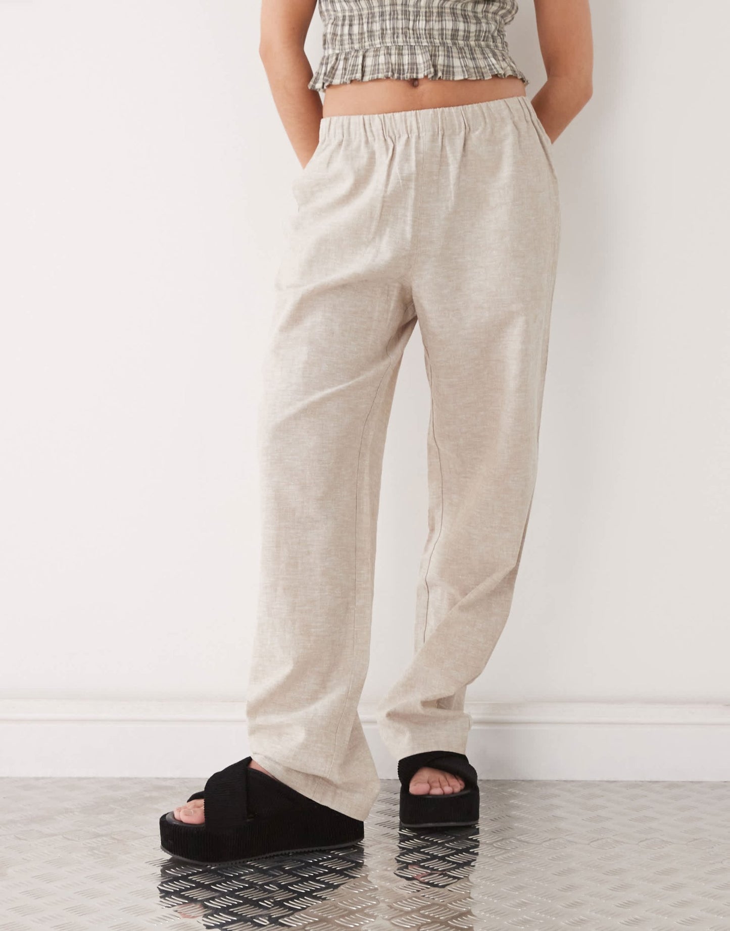 Monki linen trousers in beige exclusive to ASOS - ASOS Sample Sale