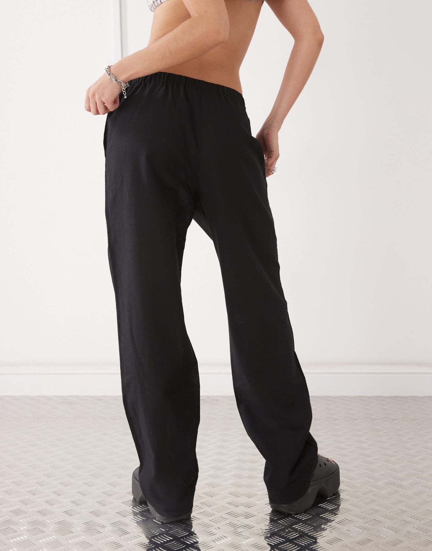 Monki linen trousers in black exclusive to ASOS - ASOS Sample Sale