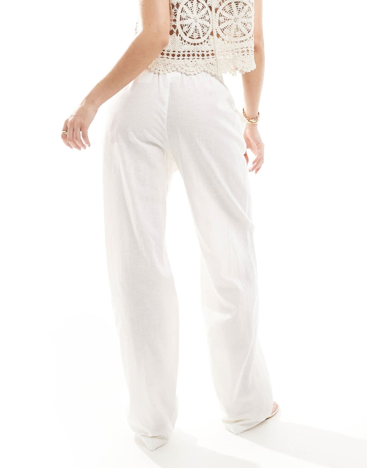 Monki linen trousers in white - ASOS Sample Sale