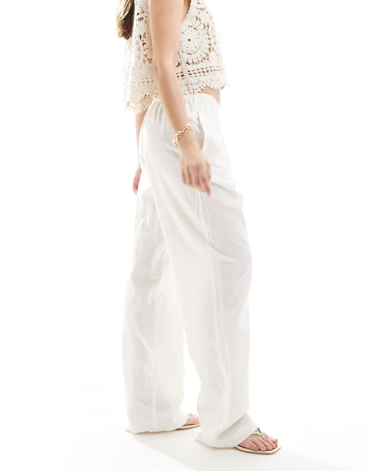 Monki linen trousers in white - ASOS Sample Sale