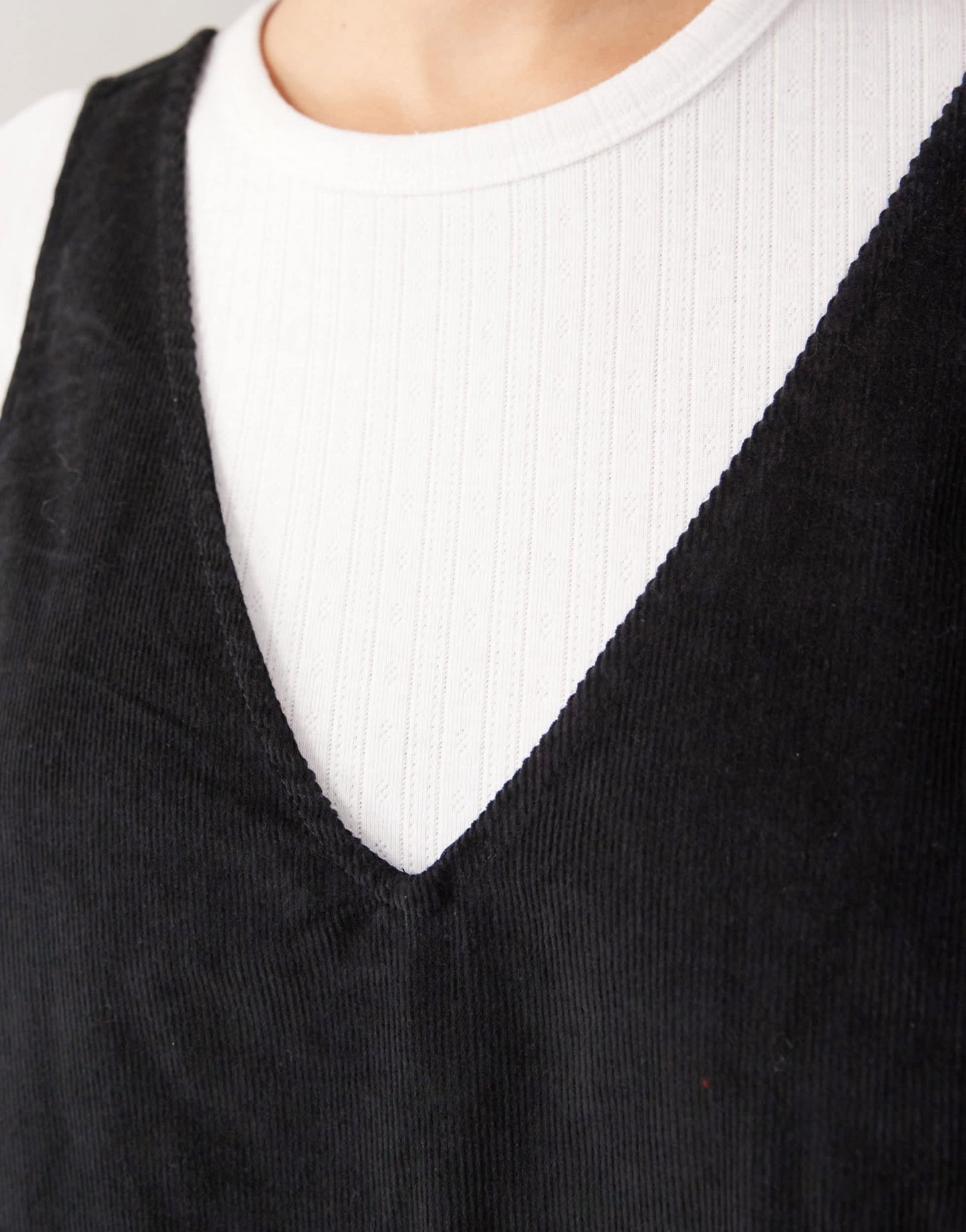 Monki mini cord pinafore dress in black - ASOS Sample Sale
