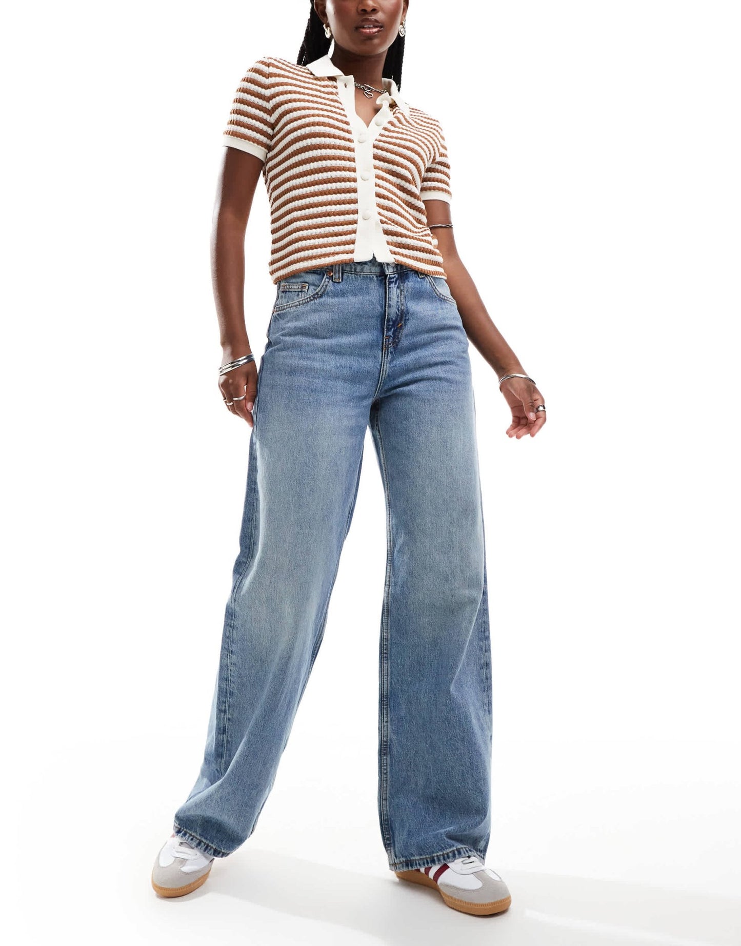 Monki Naoki low rise loose fit baggy jeans in dessert blue - ASOS Sample Sale
