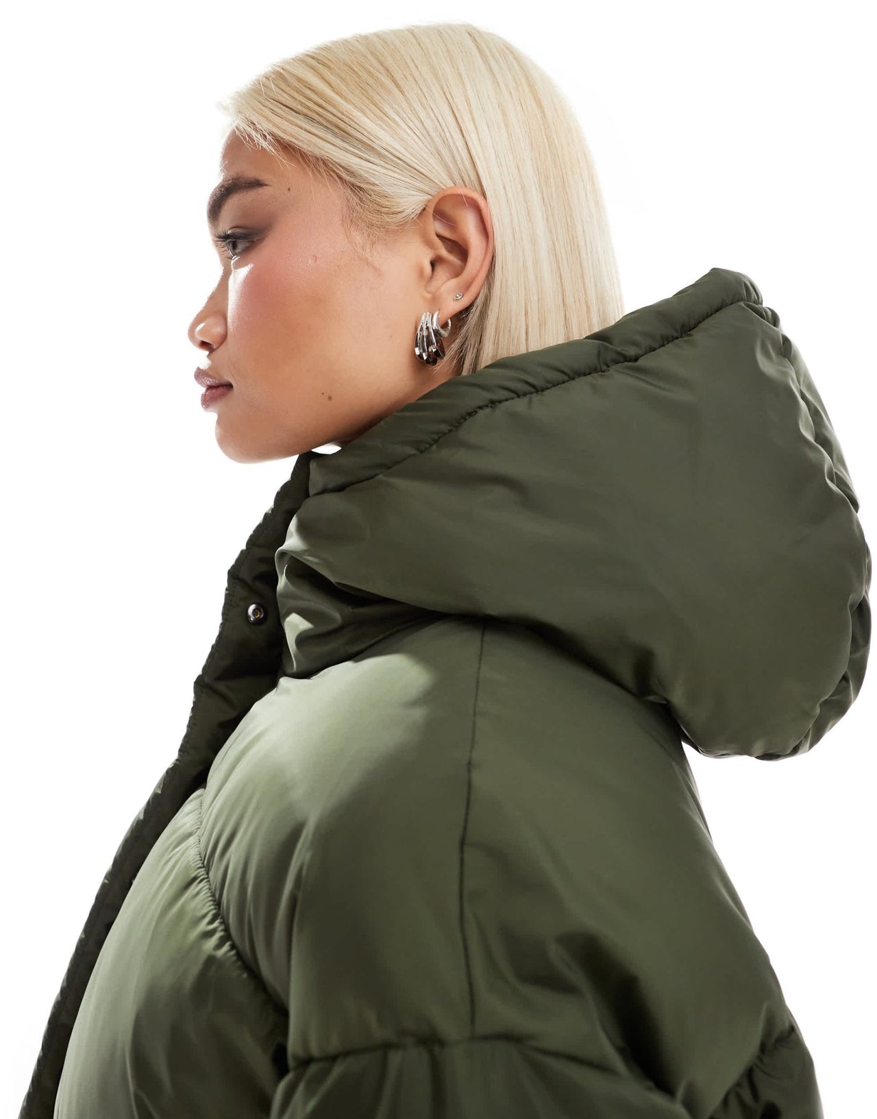 Monki oversized padded coat in khaki - ASOS Sample Sale