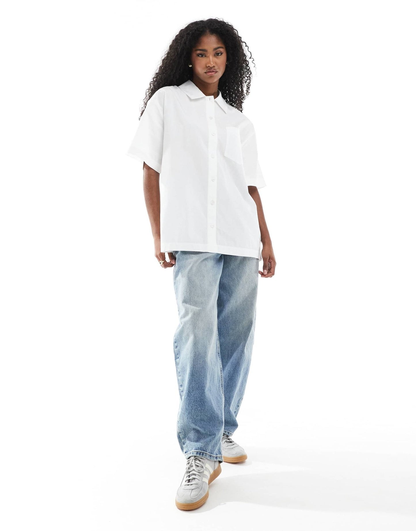 Monki oversized short sleeve shirt in white - ASOS Sample Sale
