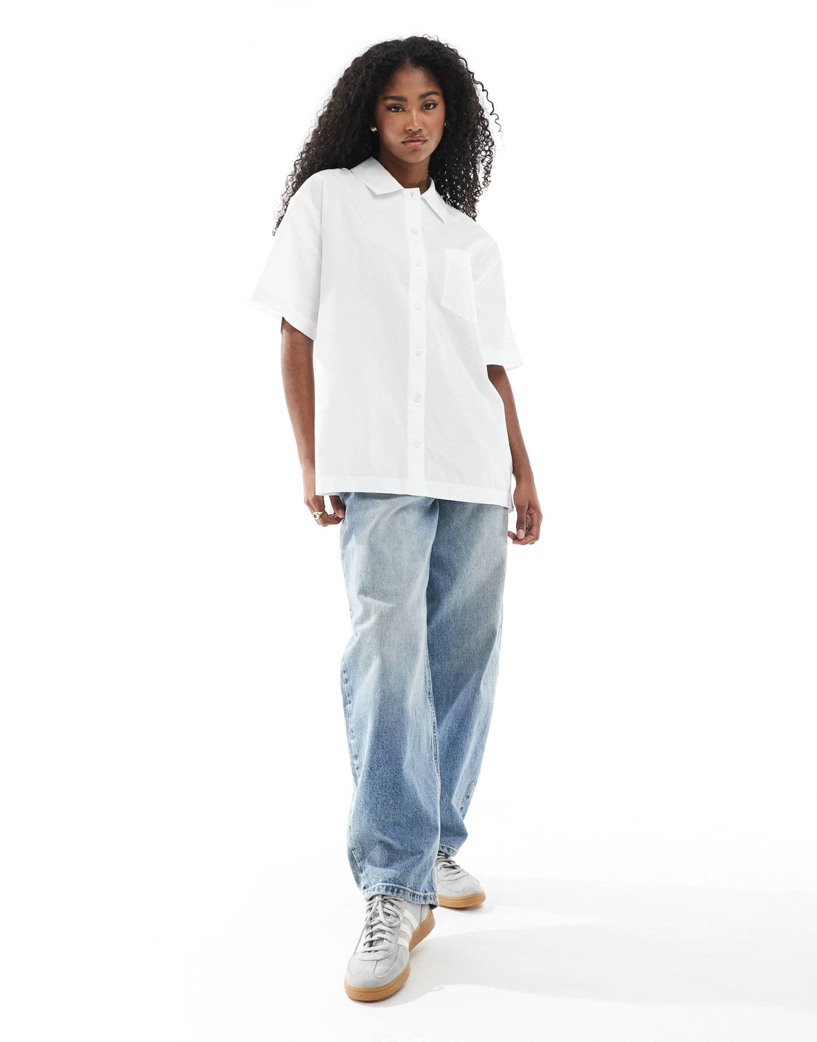 Monki oversized short sleeve shirt in white - ASOS Sample Sale