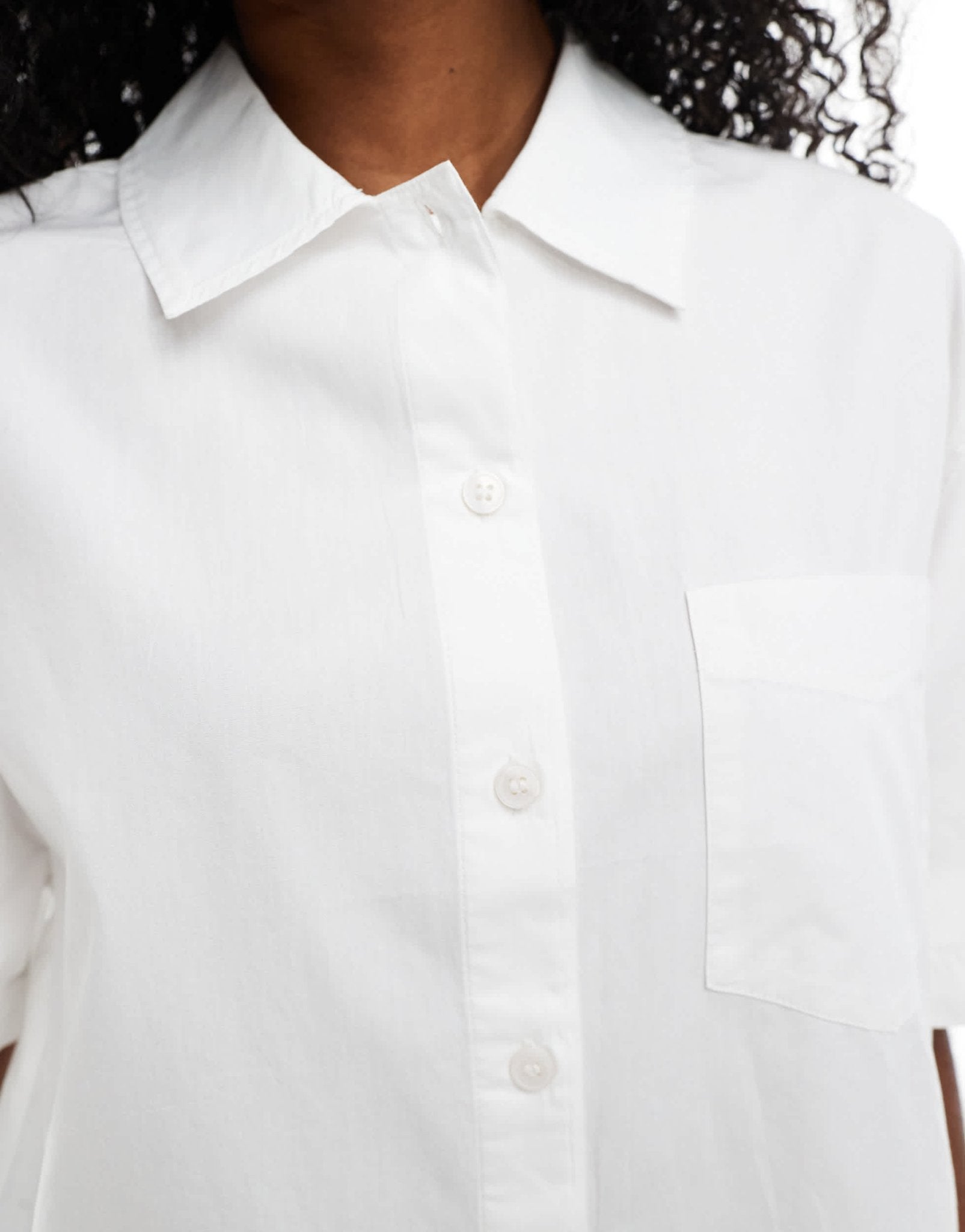 Monki oversized short sleeve shirt in white - ASOS Sample Sale