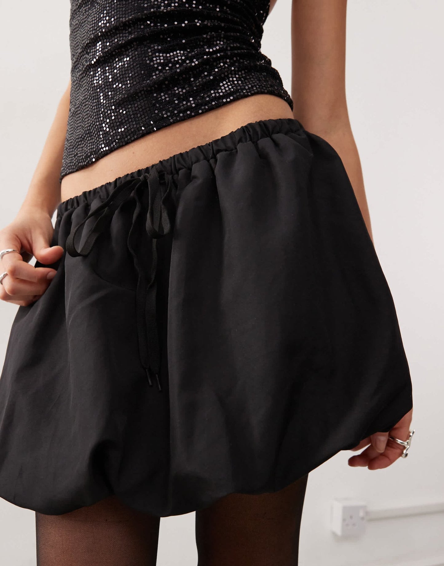 Monki puffball mini skirt in black - ASOS Sample Sale