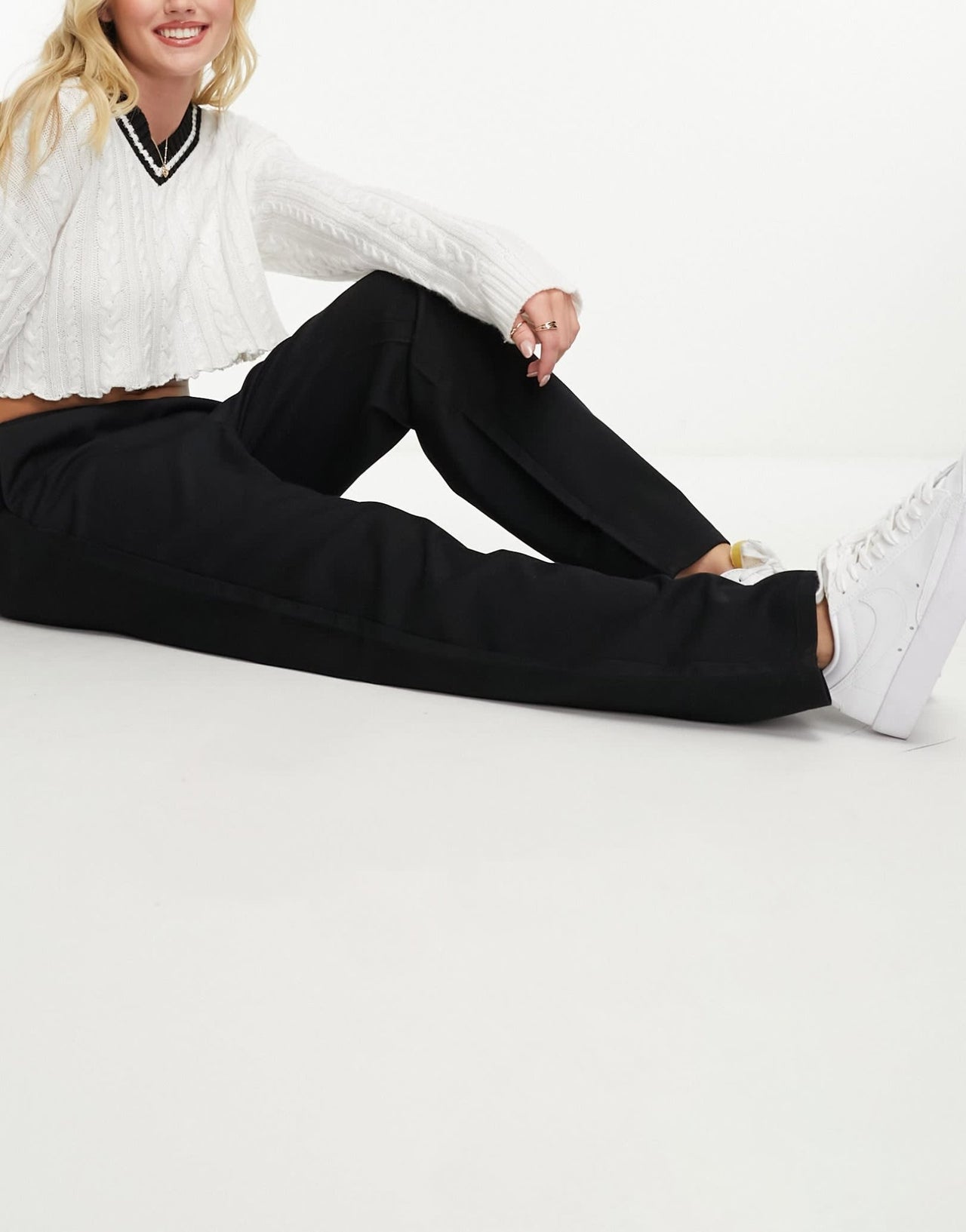 Monki pull on slim leg tailored trousers in black - ASOS Sample Sale
