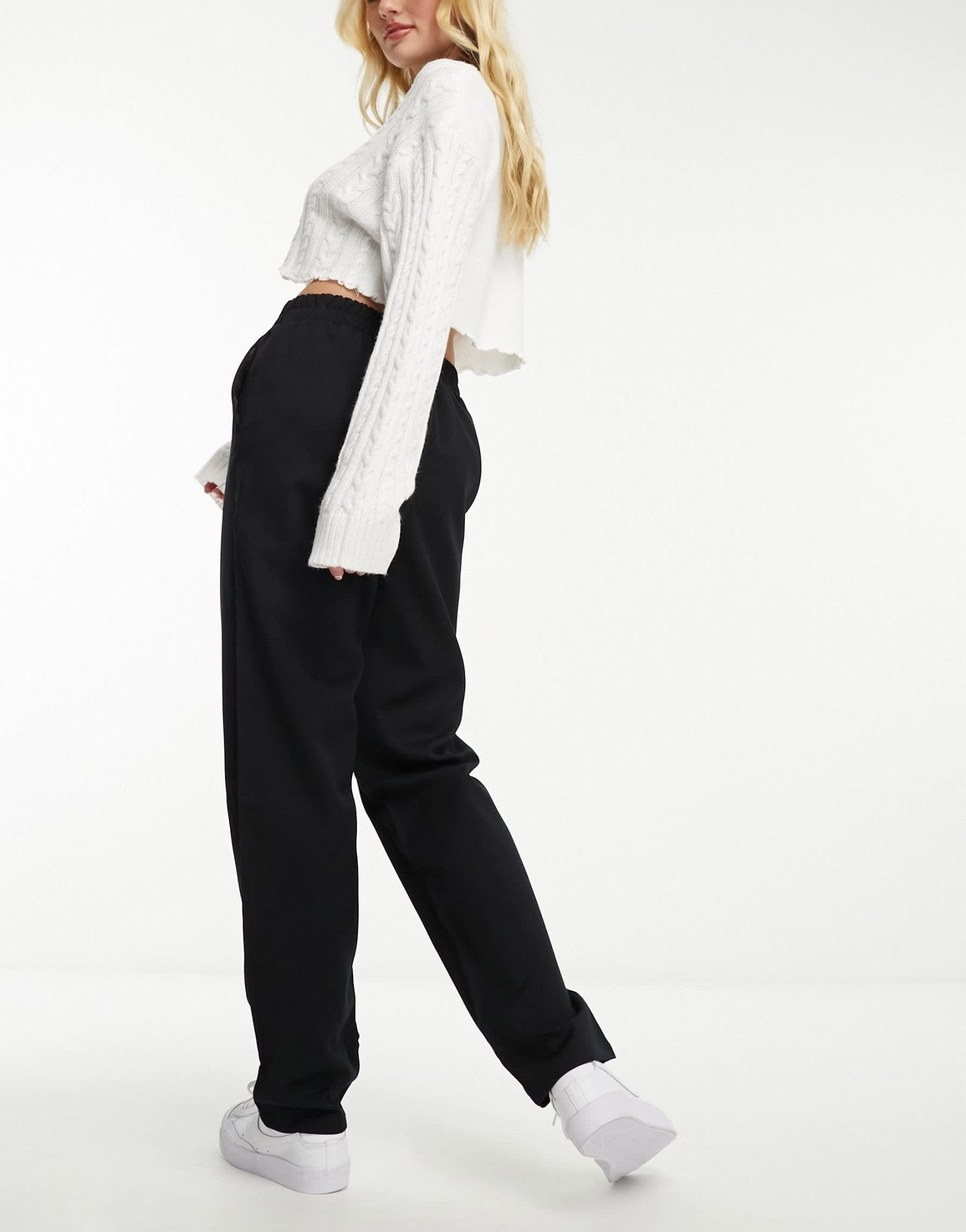 Monki pull on slim leg tailored trousers in black - ASOS Sample Sale