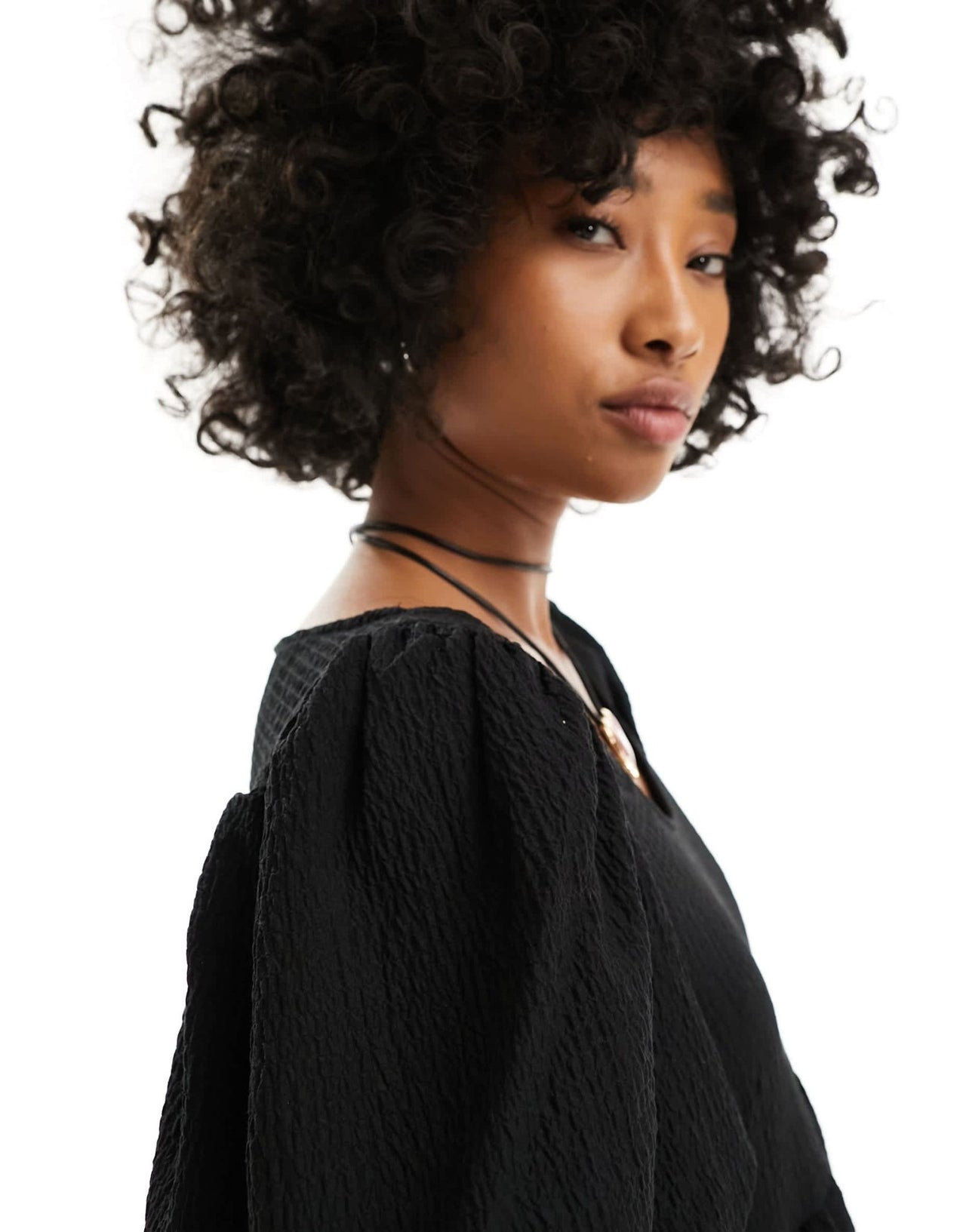 Monki short balloon sleeve mini dress in black - ASOS Sample Sale