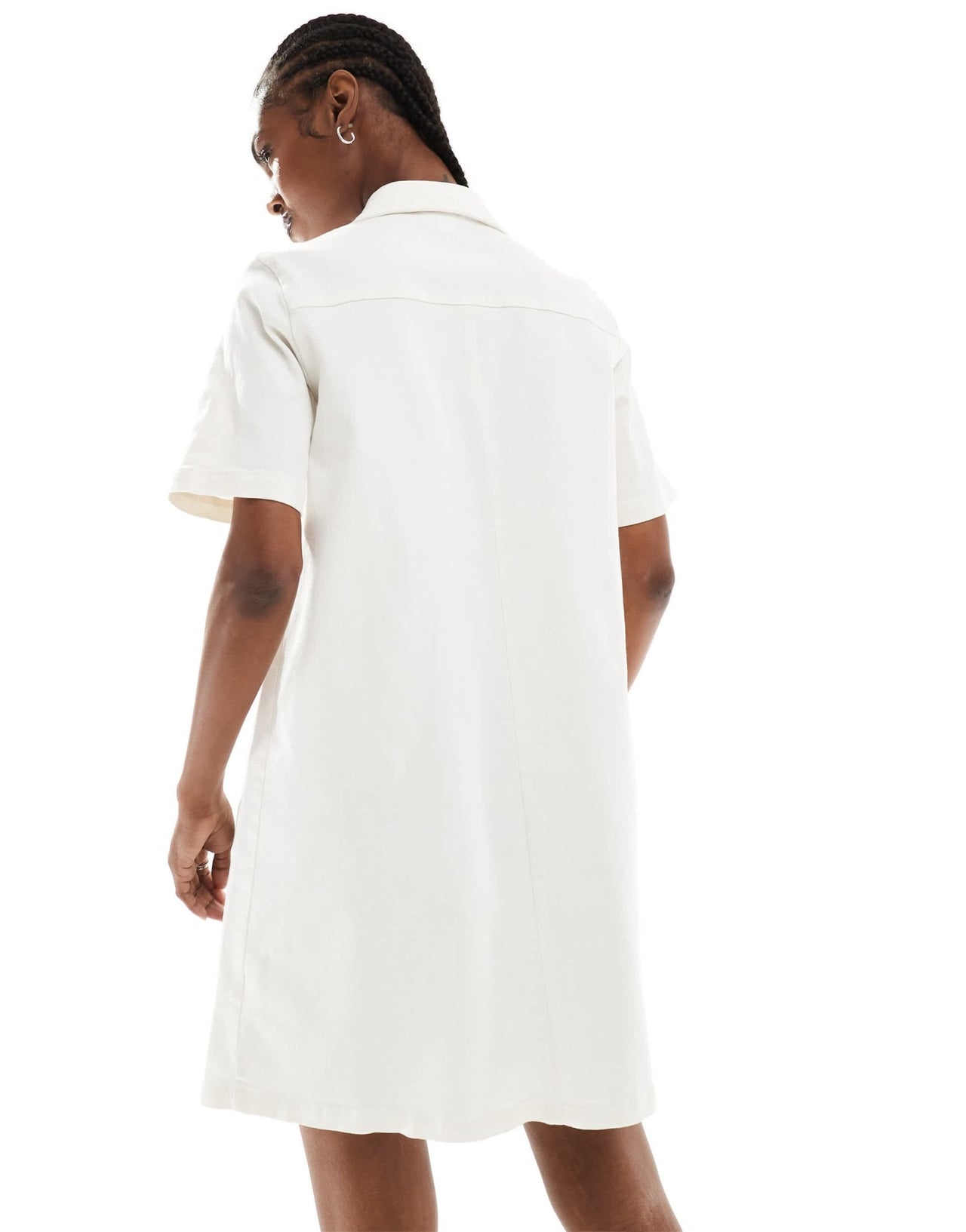 Monki short sleeve button through collar mini shirt dress in white - ASOS Sample Sale