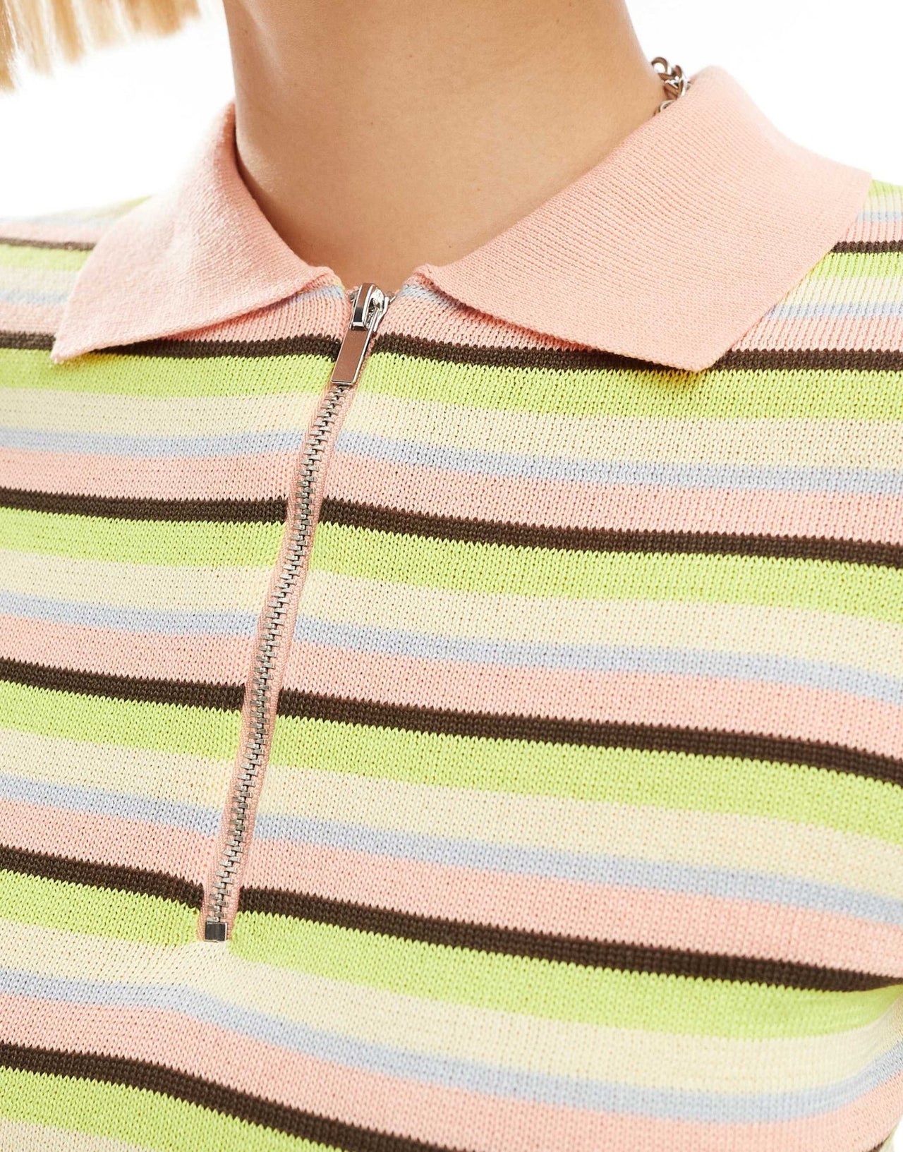 Monki short sleeve midi polo knit tennis dress in multi stripe - ASOS Sample Sale