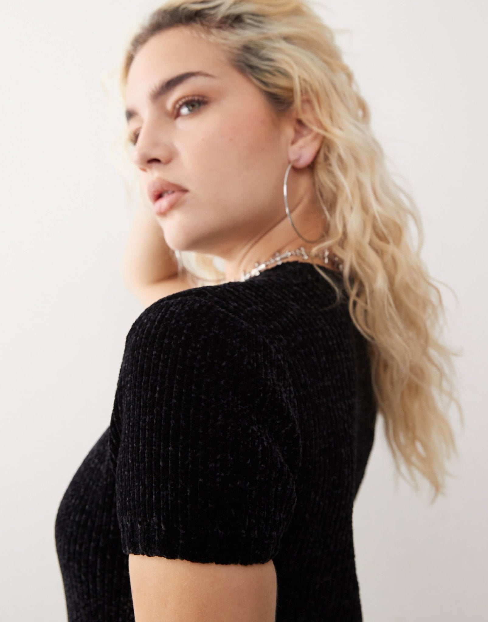 Monki short sleeve super soft mini knitted dress in black - ASOS Sample Sale